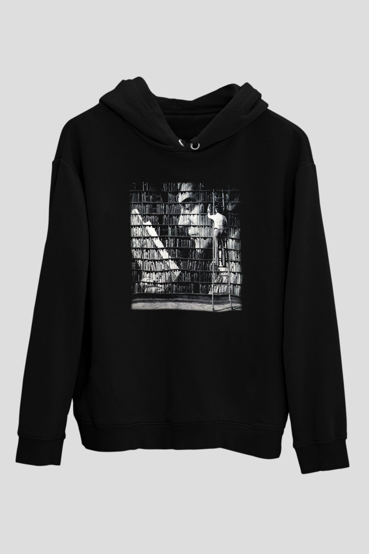Kütüphaneci Siyah Unisex Kapşonlu Sweatshirt