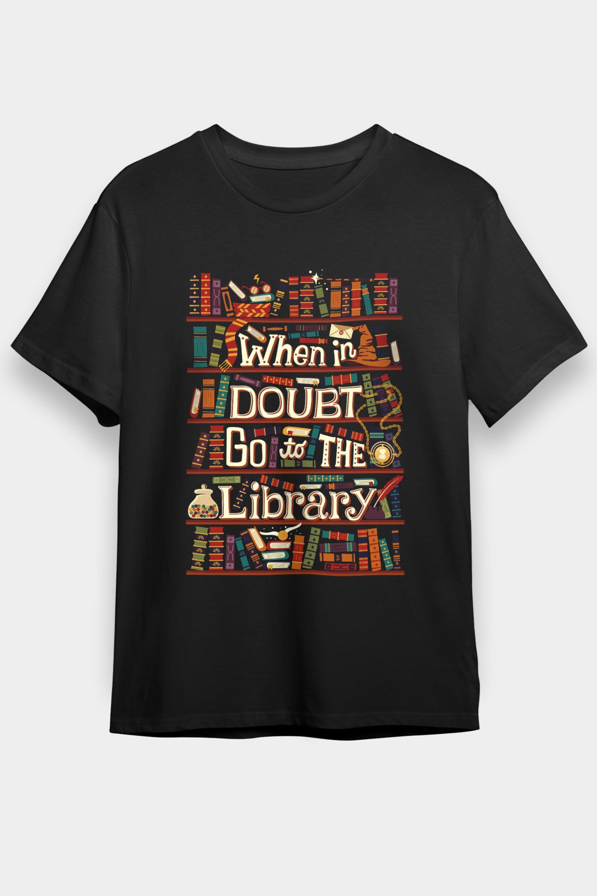 Kütüphaneci Siyah Unisex Tişört T-Shirt - TişörtFabrikası