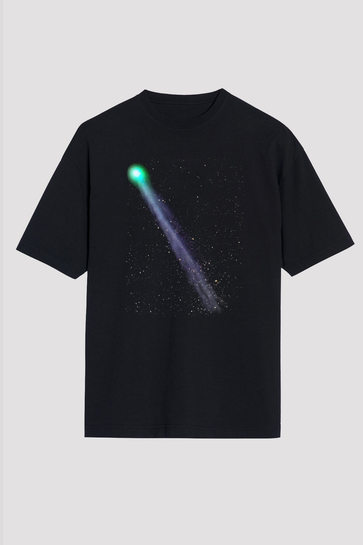 Kuyruklu yıldız Siyah Unisex Oversize Tişört T-Shirt