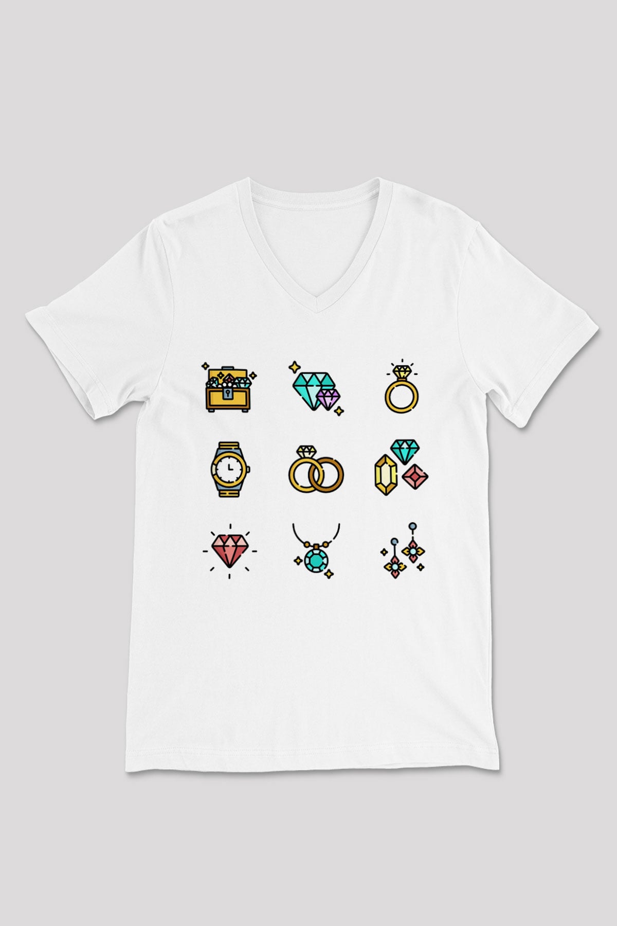 Kuyumcu Beyaz Unisex V Yaka Tişört T-Shirt