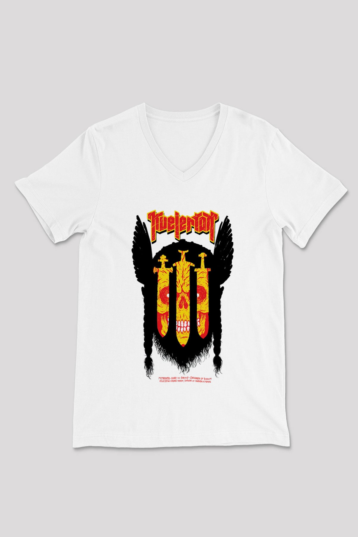 Kvelertak Beyaz Unisex V Yaka Tişört T-Shirt
