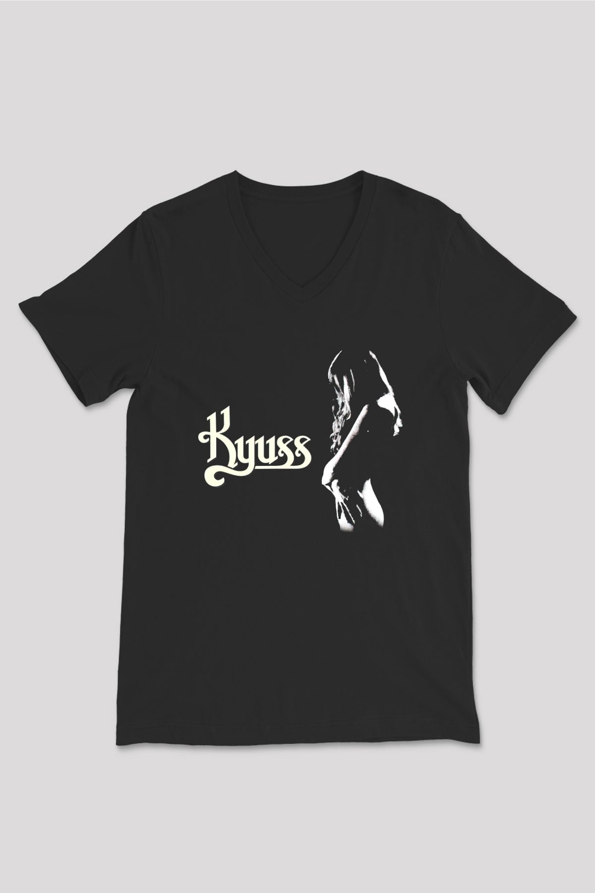 Kyuss Siyah Unisex V Yaka Tişört T-Shirt