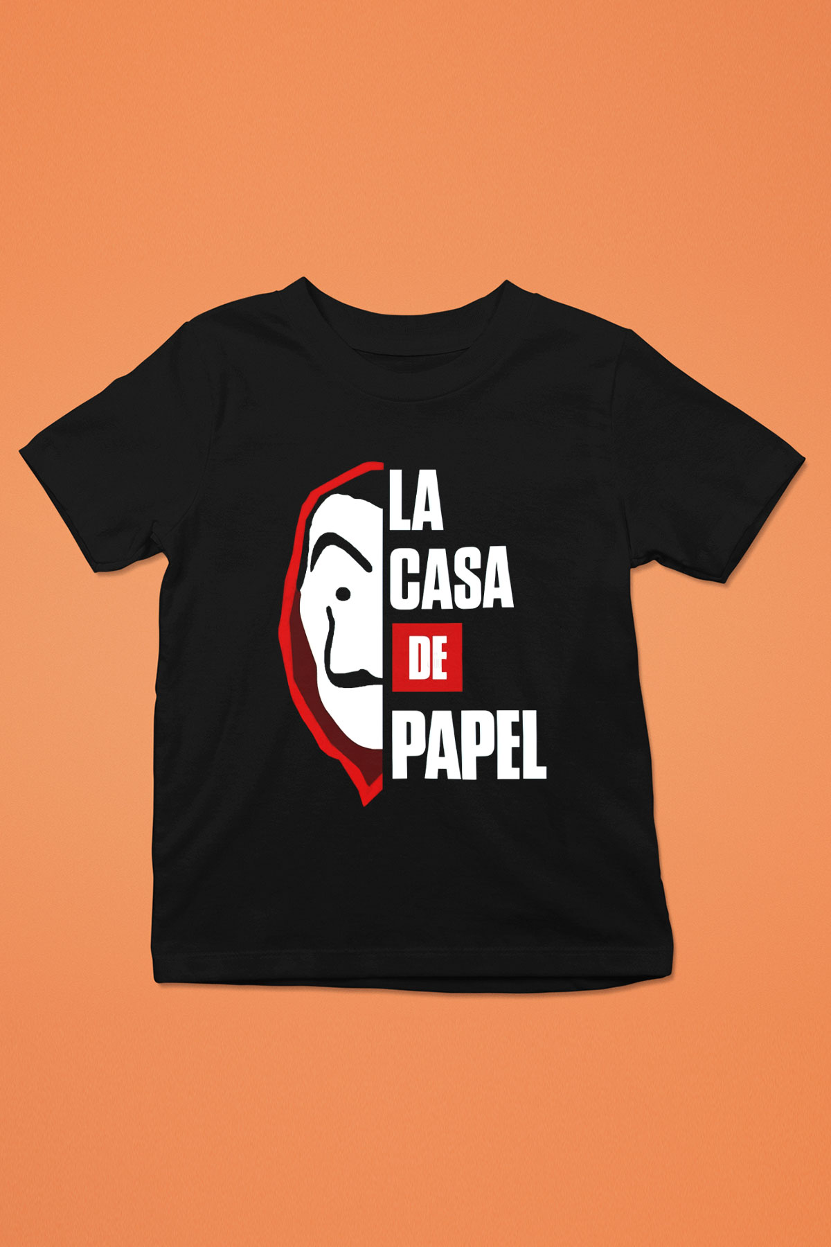 La casa de papel Baskılı Siyah Unisex Çocuk Tişört