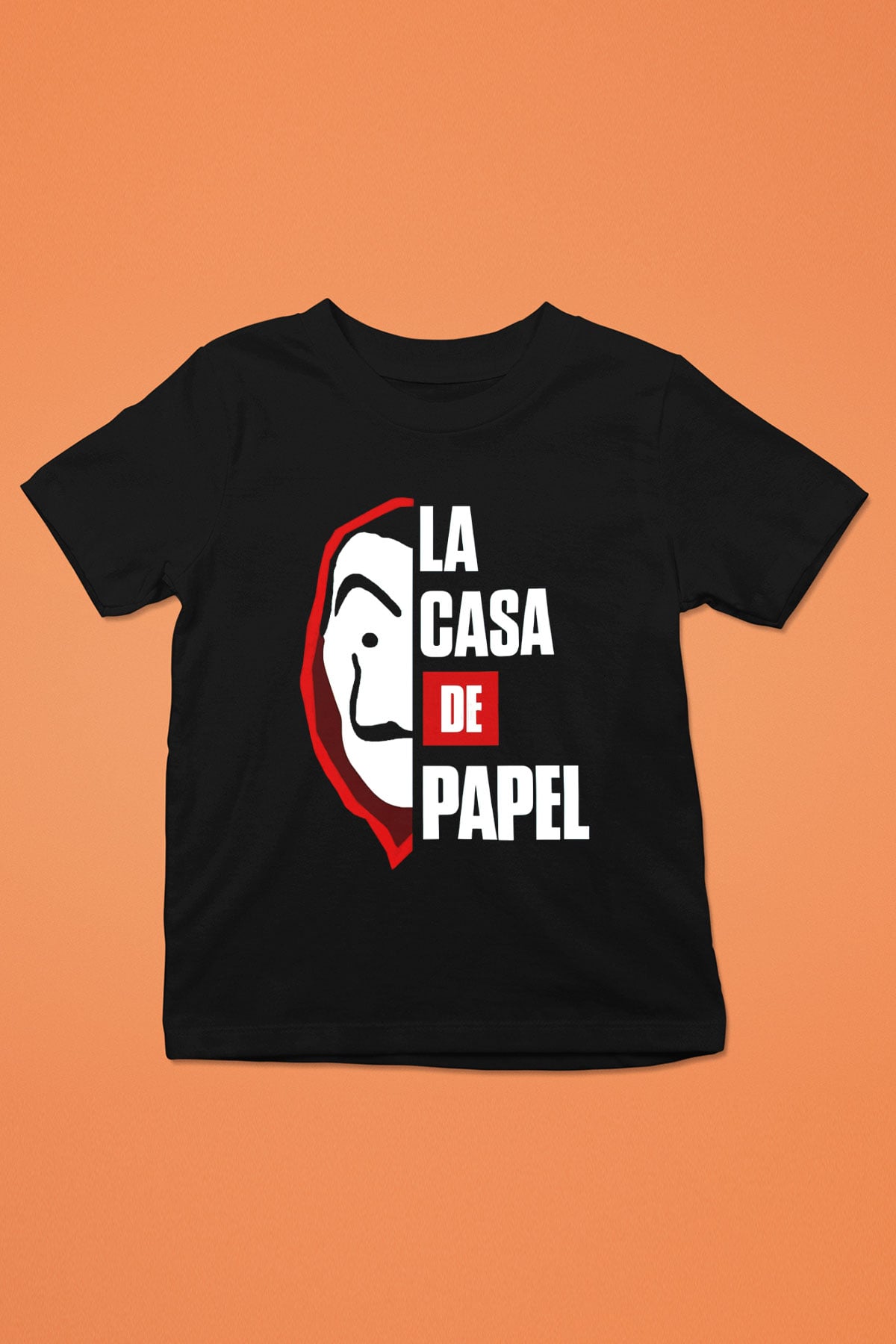 La casa de papel Baskılı Siyah Unisex Çocuk Tişört