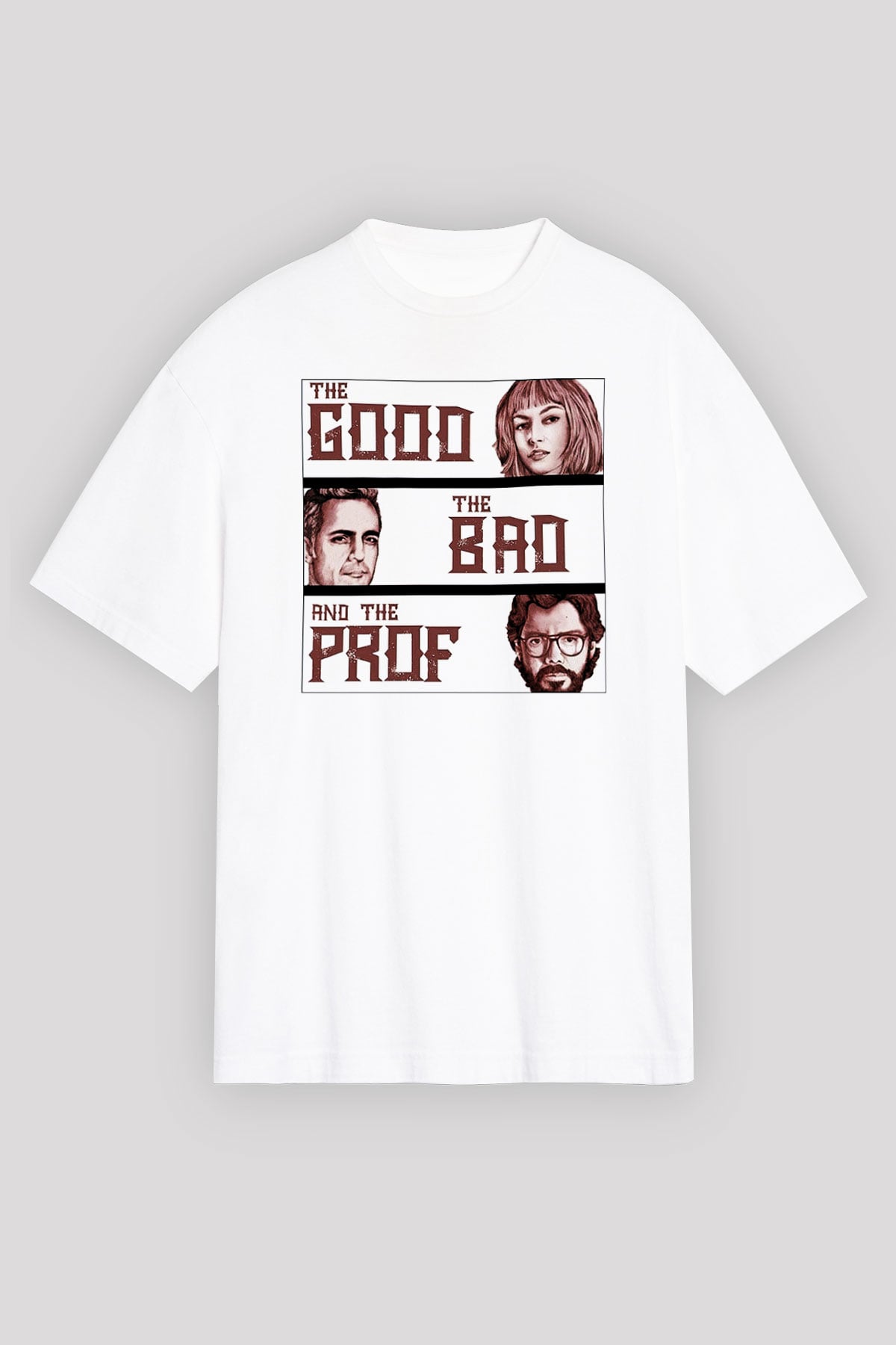 La casa de papel Beyaz Unisex Oversize Tişört T-Shirt