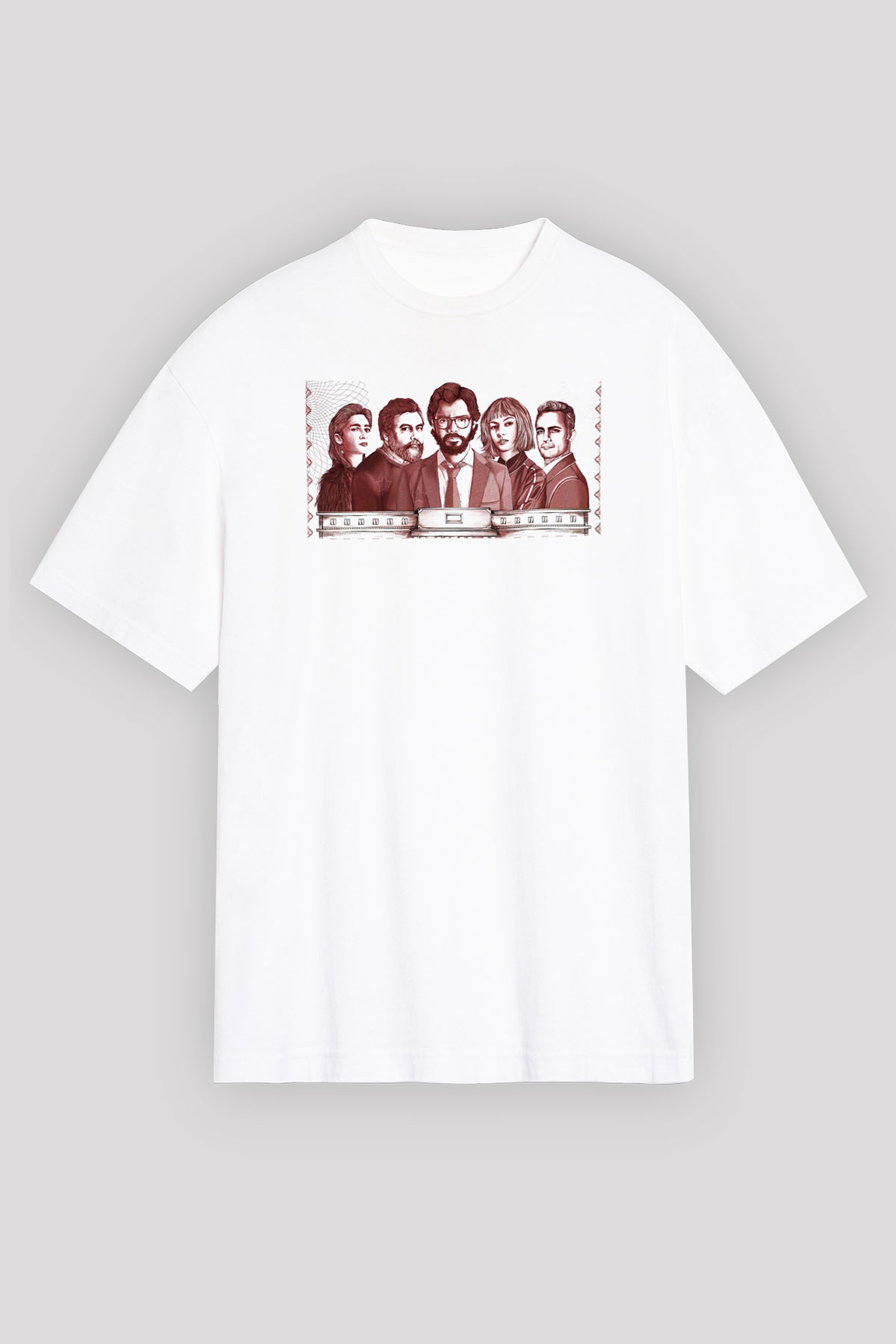 La casa de papel Beyaz Unisex Oversize Tişört T-Shirt
