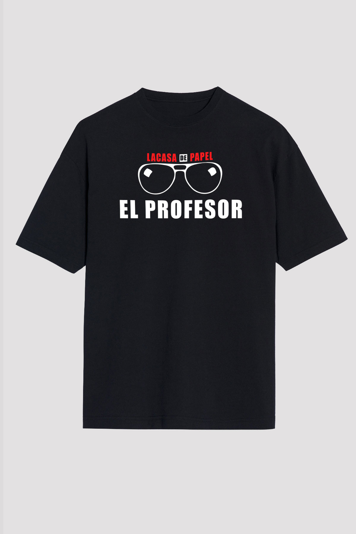 La casa de papel Siyah Unisex Oversize Tişört T-Shirt