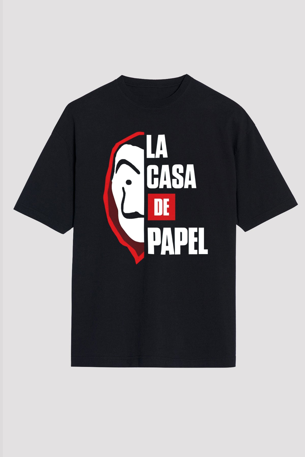 La casa de papel Siyah Unisex Oversize Tişört T-Shirt