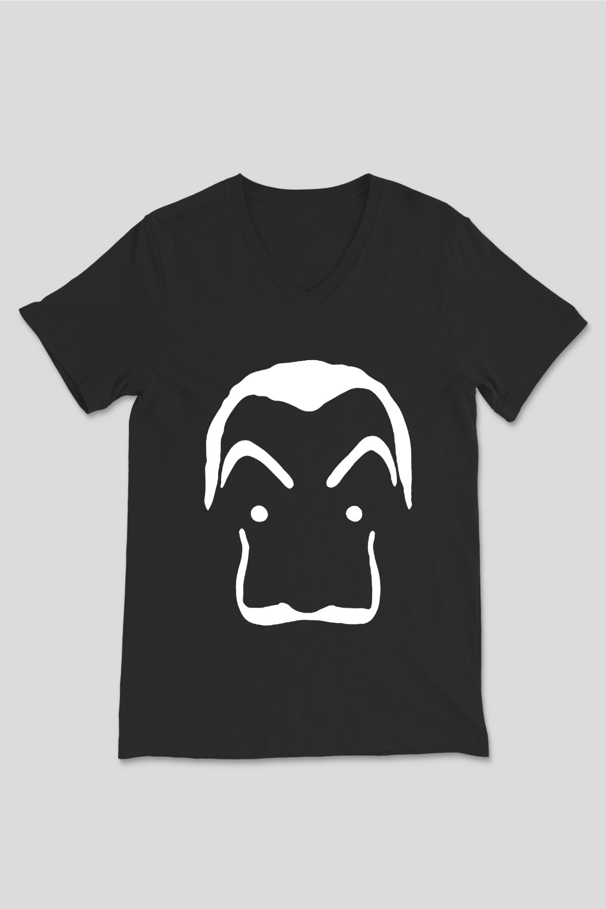 La casa de papel Siyah Unisex V Yaka Tişört T-Shirt