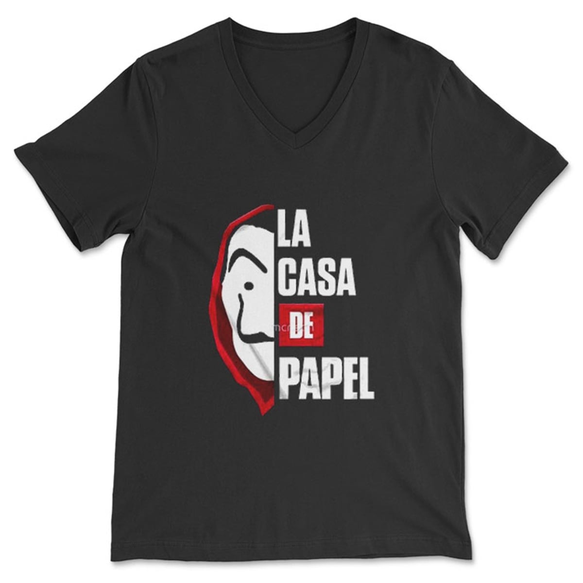 La casa de papel Siyah V Yaka Tişört Unisex T-Shirt