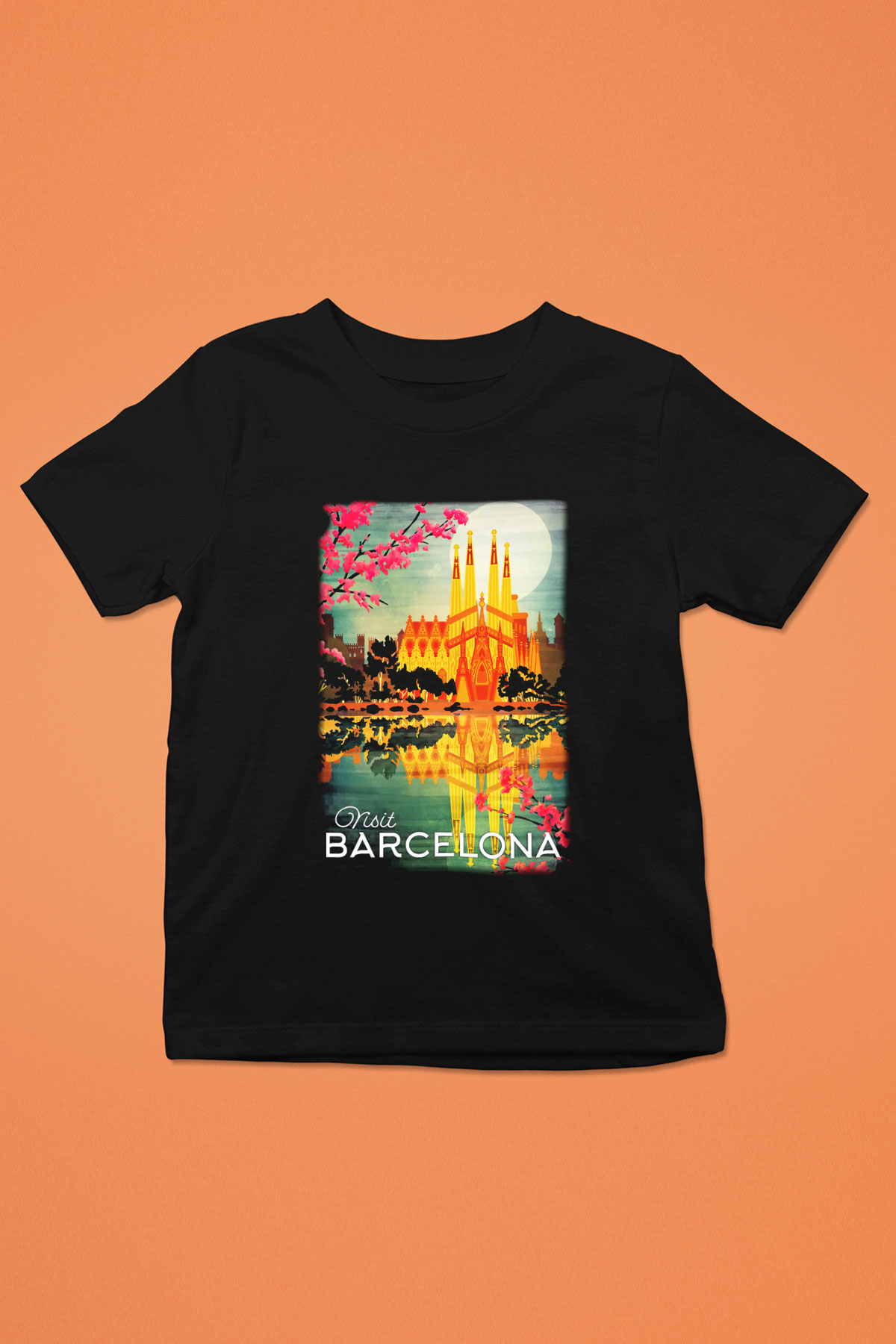 La Sagrada Familia Baskılı Siyah Unisex Çocuk Tişört