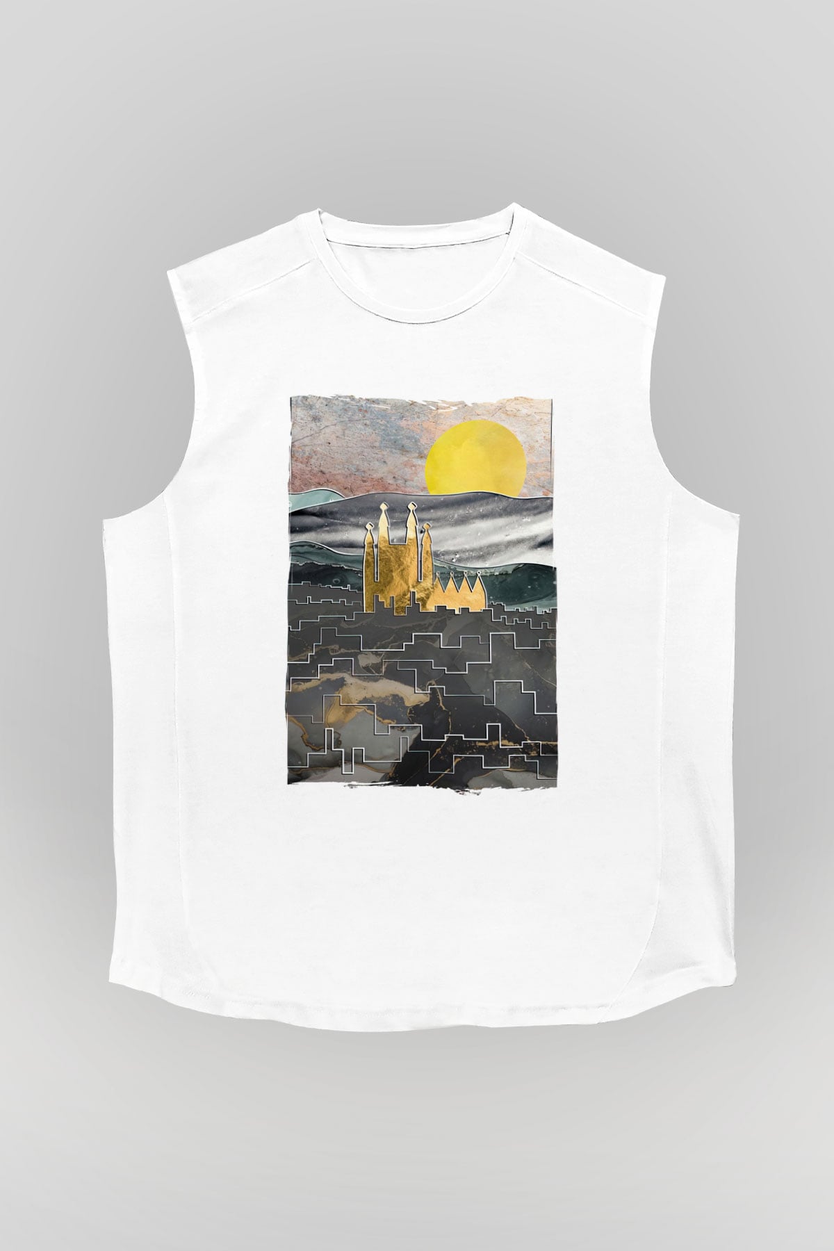 La Sagrada Familia Beyaz Unisex Kolsuz Tişört
