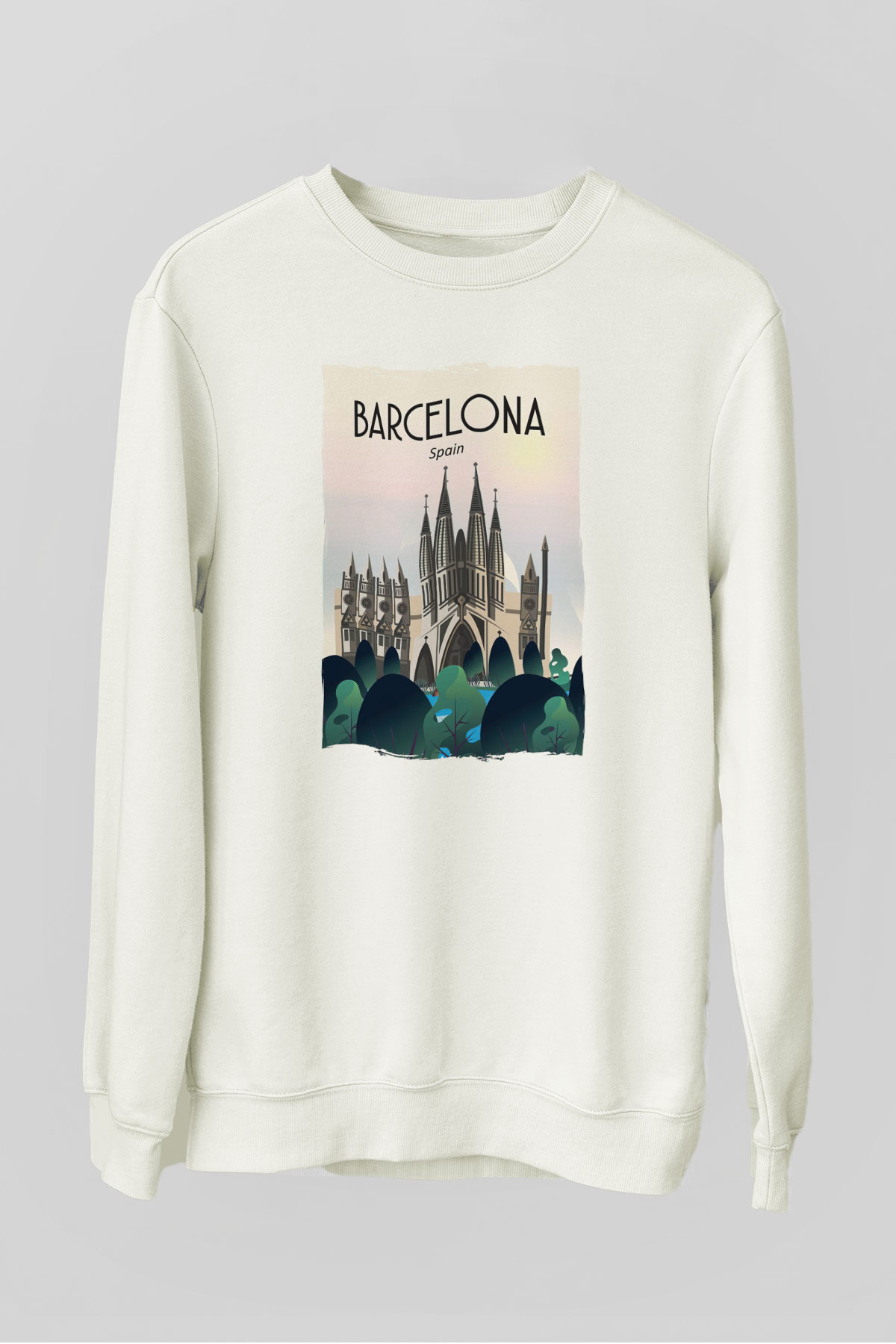 La Sagrada Familia Beyaz Unisex Sweatshirt