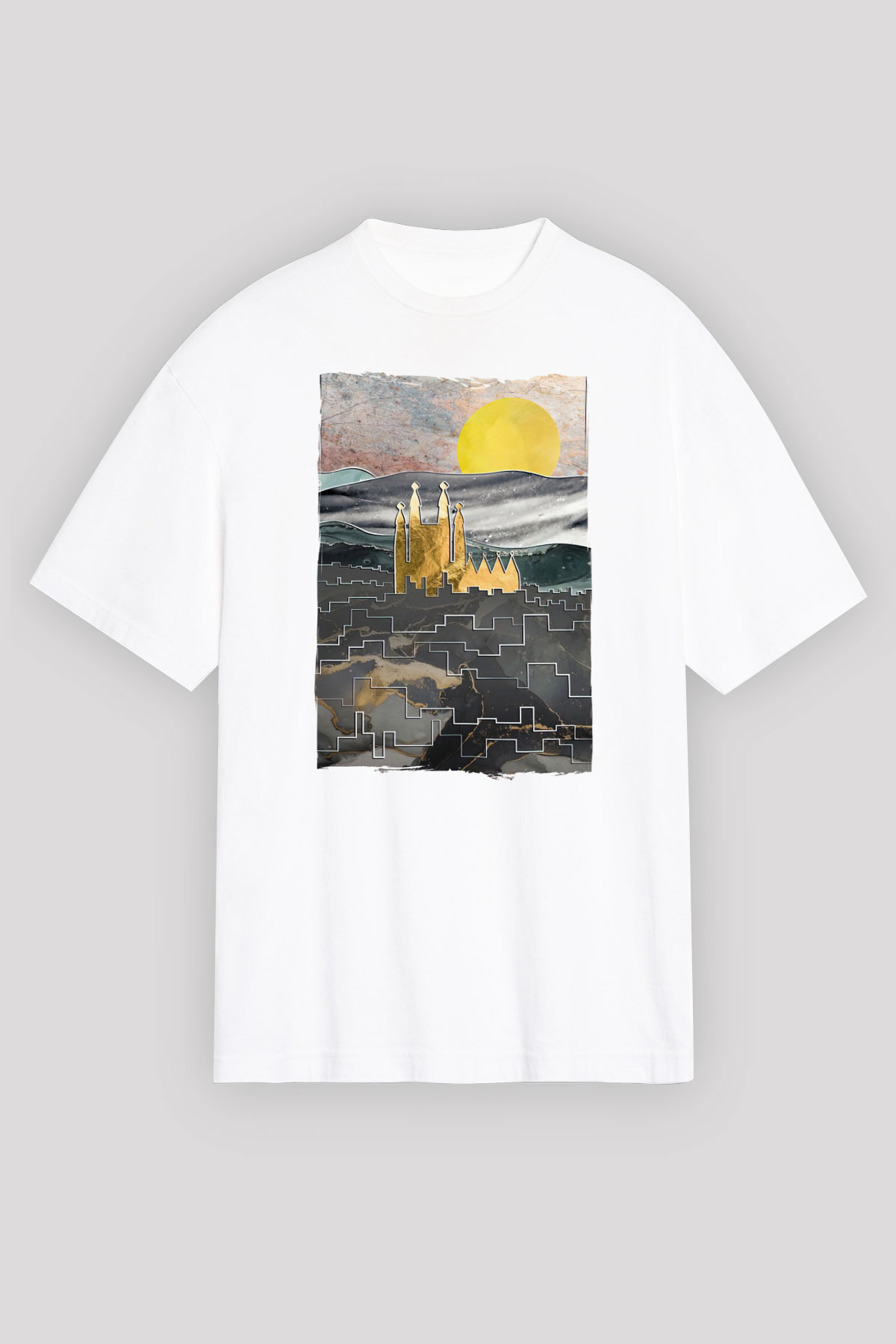 La Sagrada Familia Beyaz Unisex Tişört T-Shirt - TişörtFabrikası