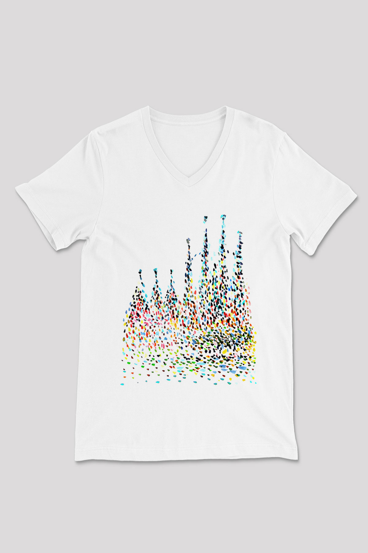 La Sagrada Familia Beyaz Unisex V Yaka Tişört T-Shirt