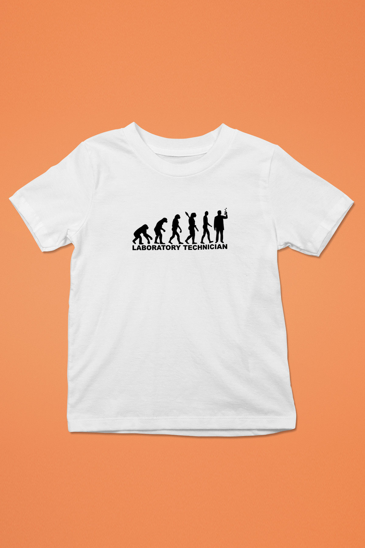 Laborant Evrimi Baskılı Unisex Beyaz Çocuk Tişörtü - Tshirt