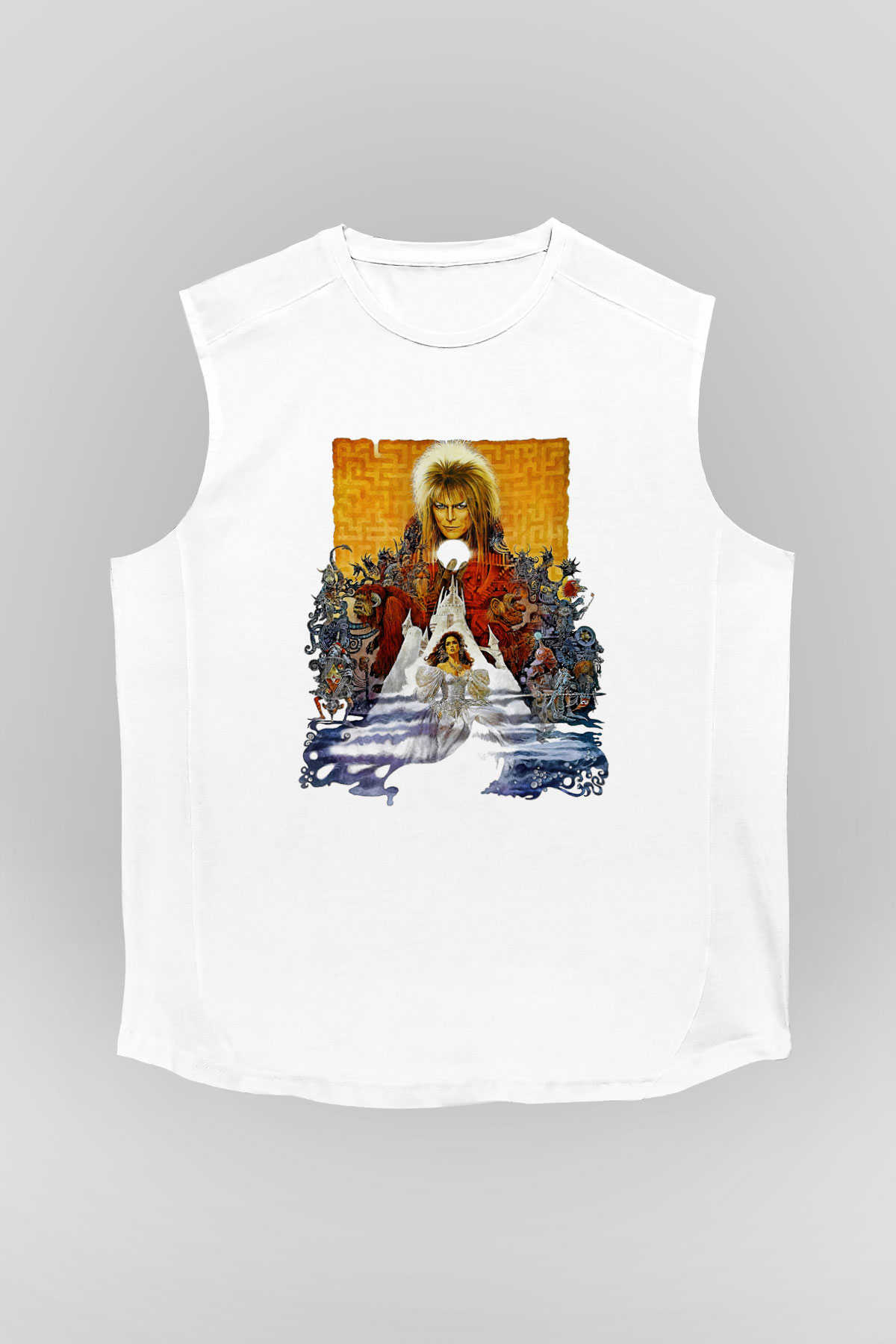Labyrinth Beyaz Unisex Kolsuz Tişört