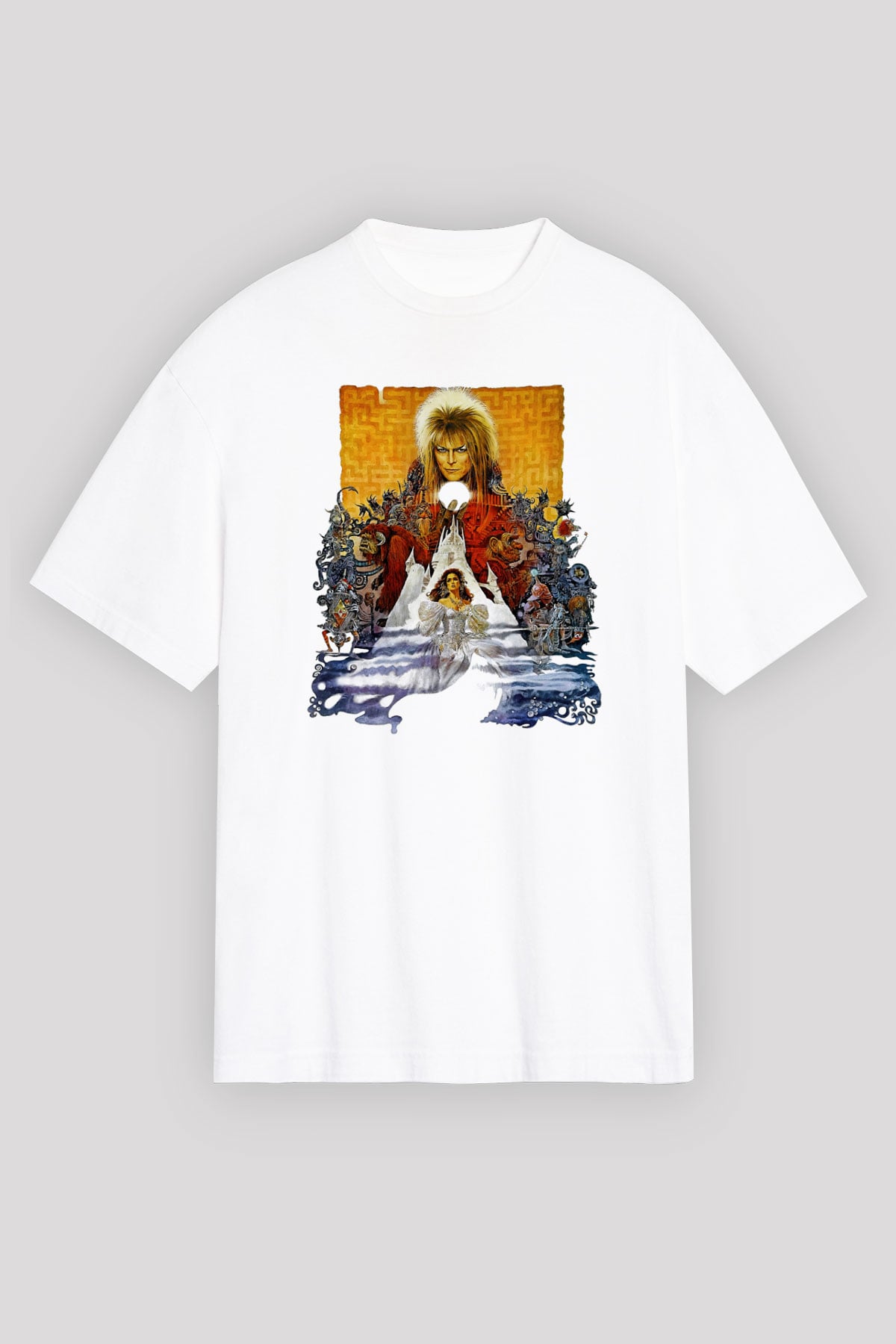 Labyrinth Beyaz Unisex Oversize Tişört