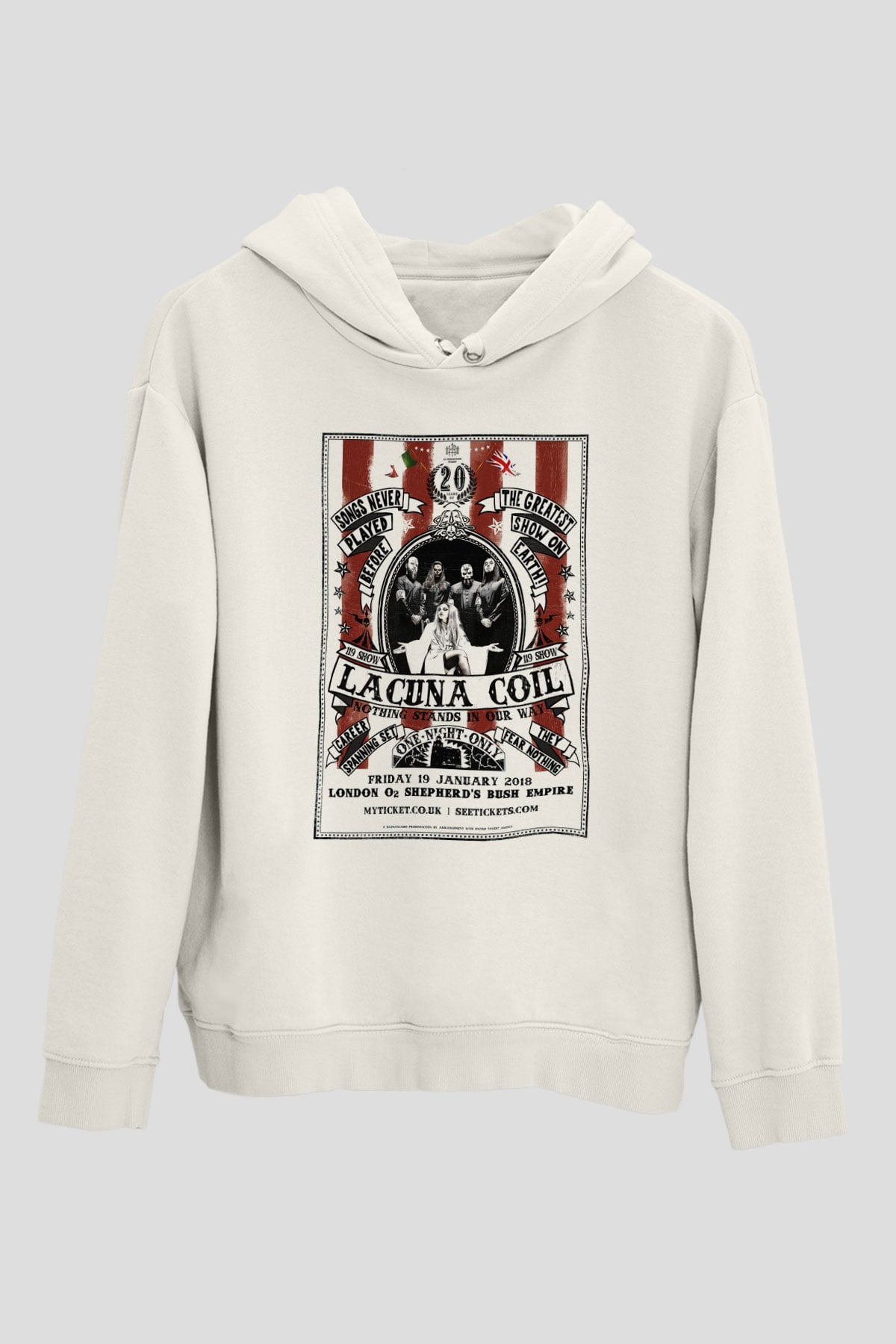 Lacuna Coil Beyaz Unisex Kapşonlu Sweatshirt