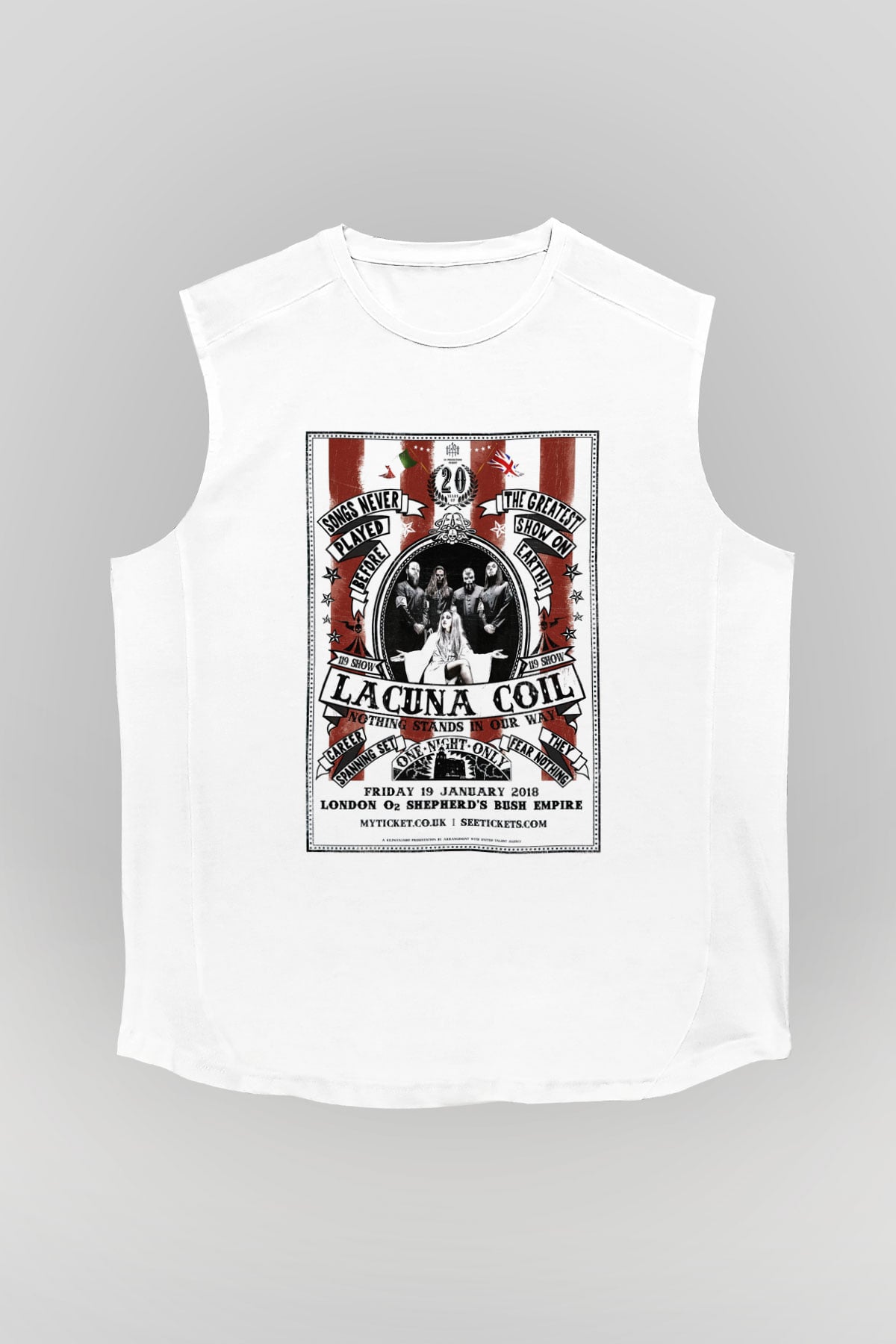 Lacuna Coil Beyaz Unisex Kolsuz Tişört