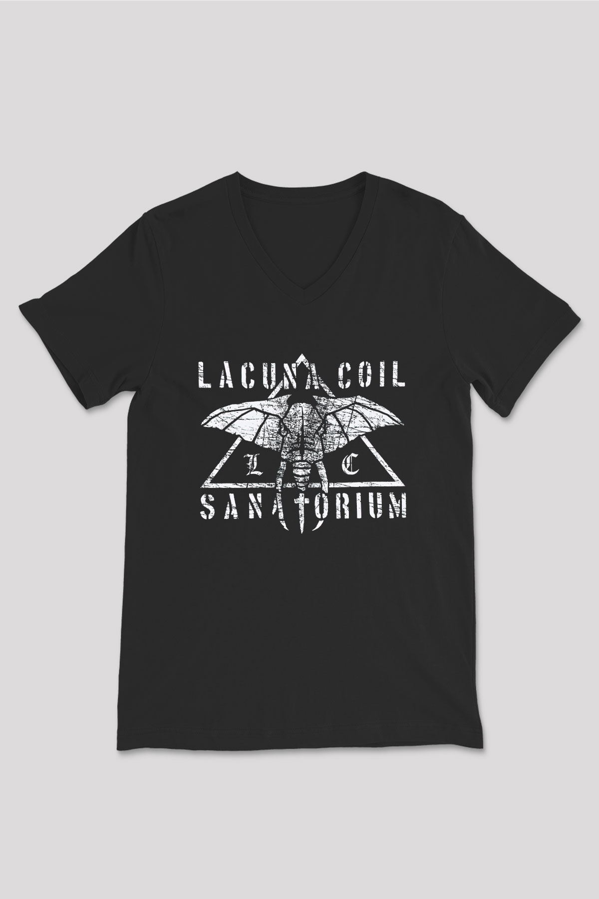 Lacuna Coil Siyah Unisex V Yaka Tişört T-Shirt