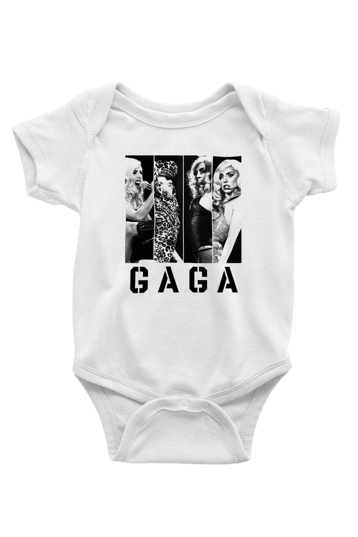 Lady Gaga Baskılı Beyaz Unisex Bebek Body - Zıbın