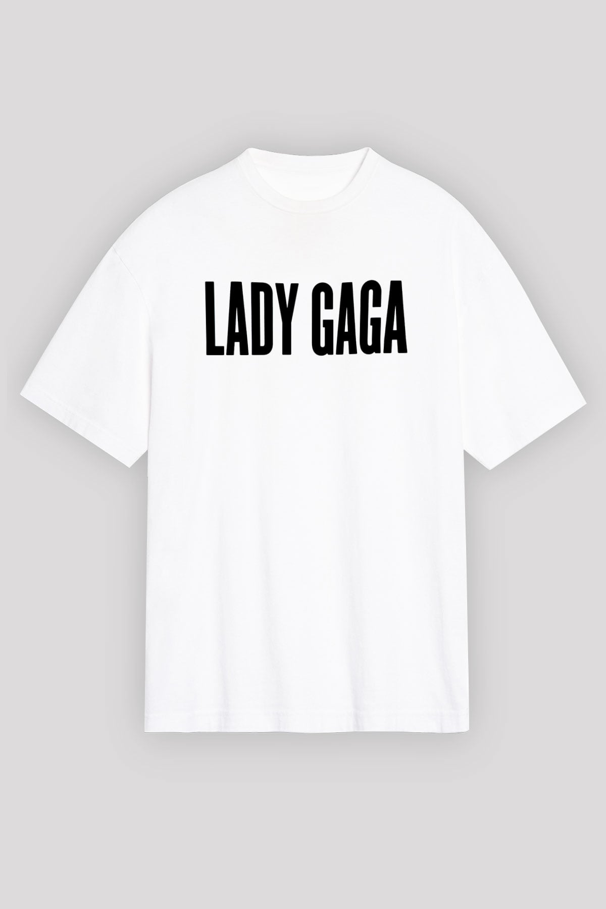 Lady Gaga Beyaz Unisex Oversize Tişört T-Shirt