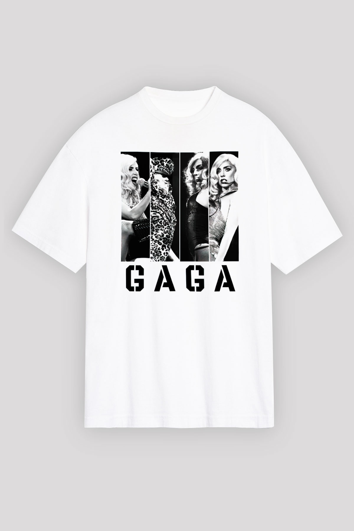 Lady Gaga Beyaz Unisex Oversize Tişört T-Shirt