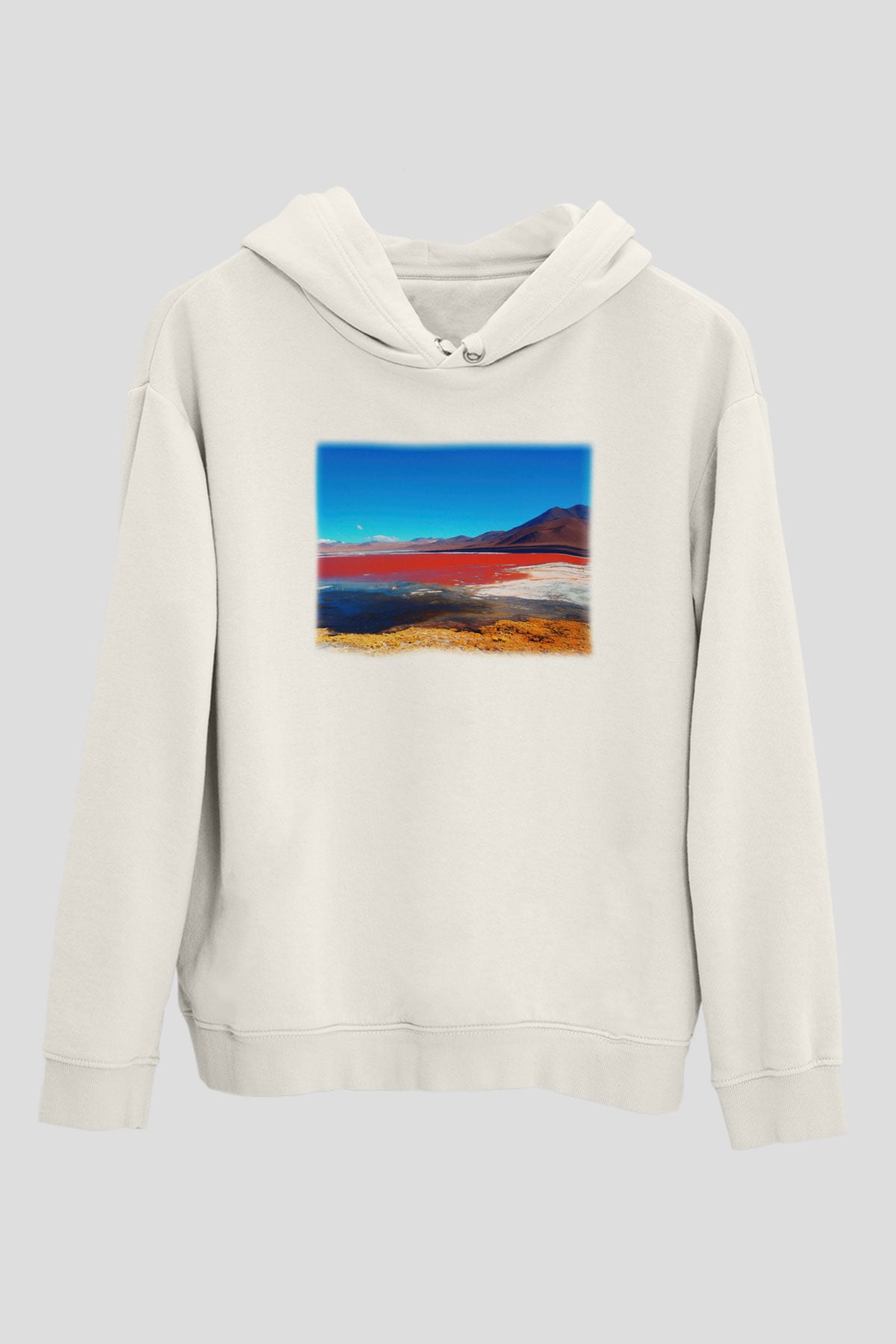 Laguna Colorada Beyaz Unisex Kapşonlu Sweatshirt