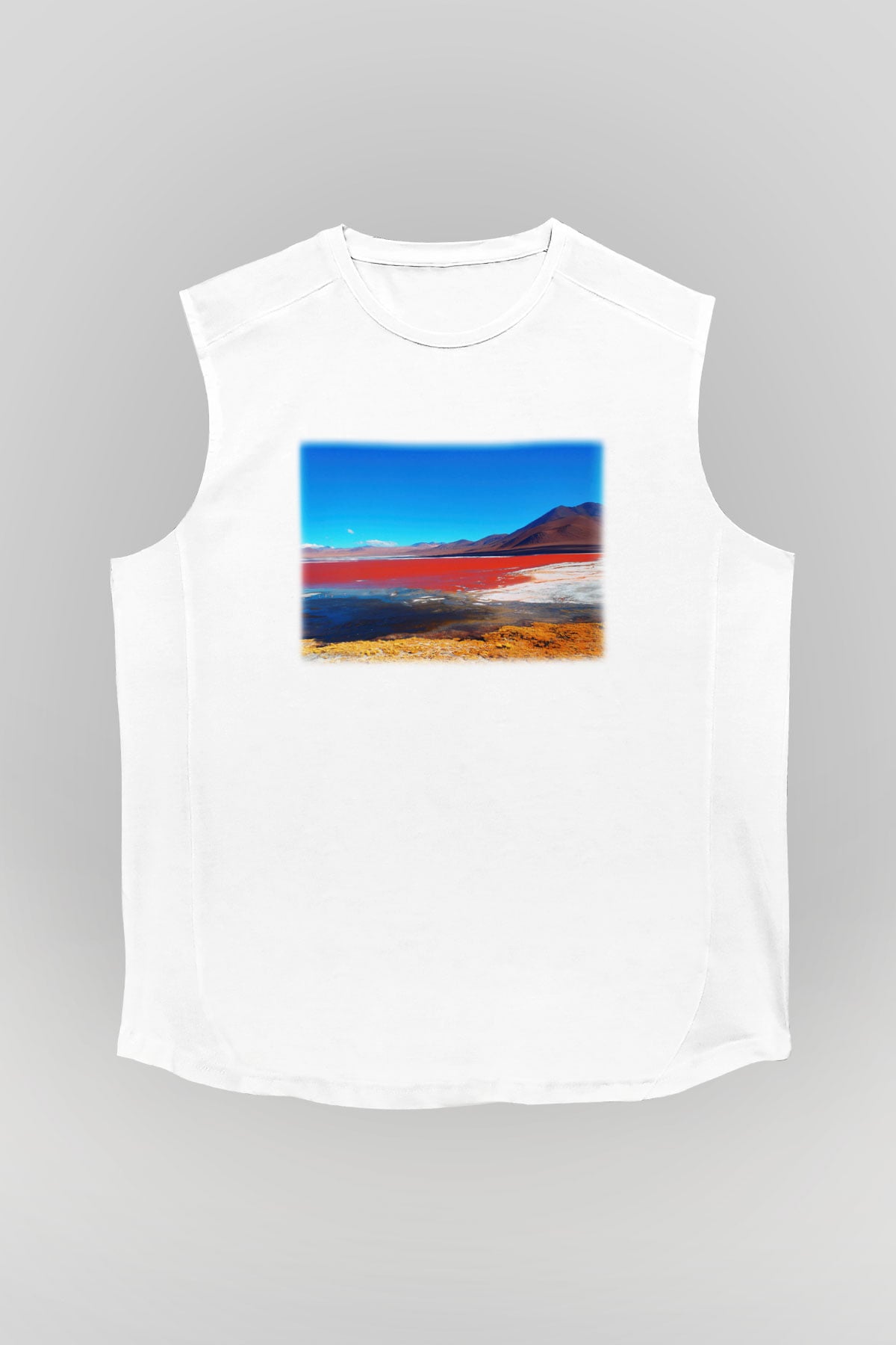 Laguna Colorada Beyaz Unisex Kolsuz Tişört
