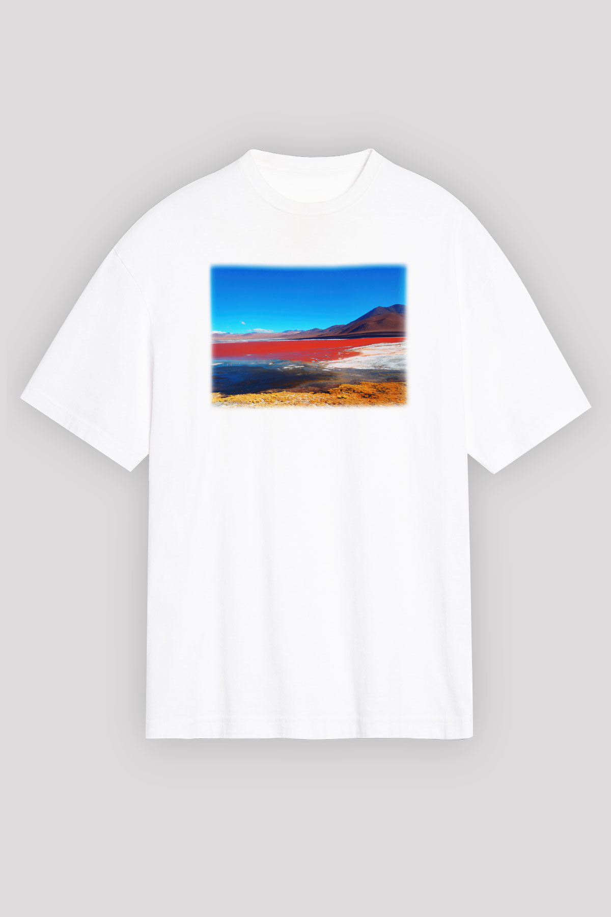 Laguna Colorada Beyaz Unisex Oversize Tişört T-Shirt