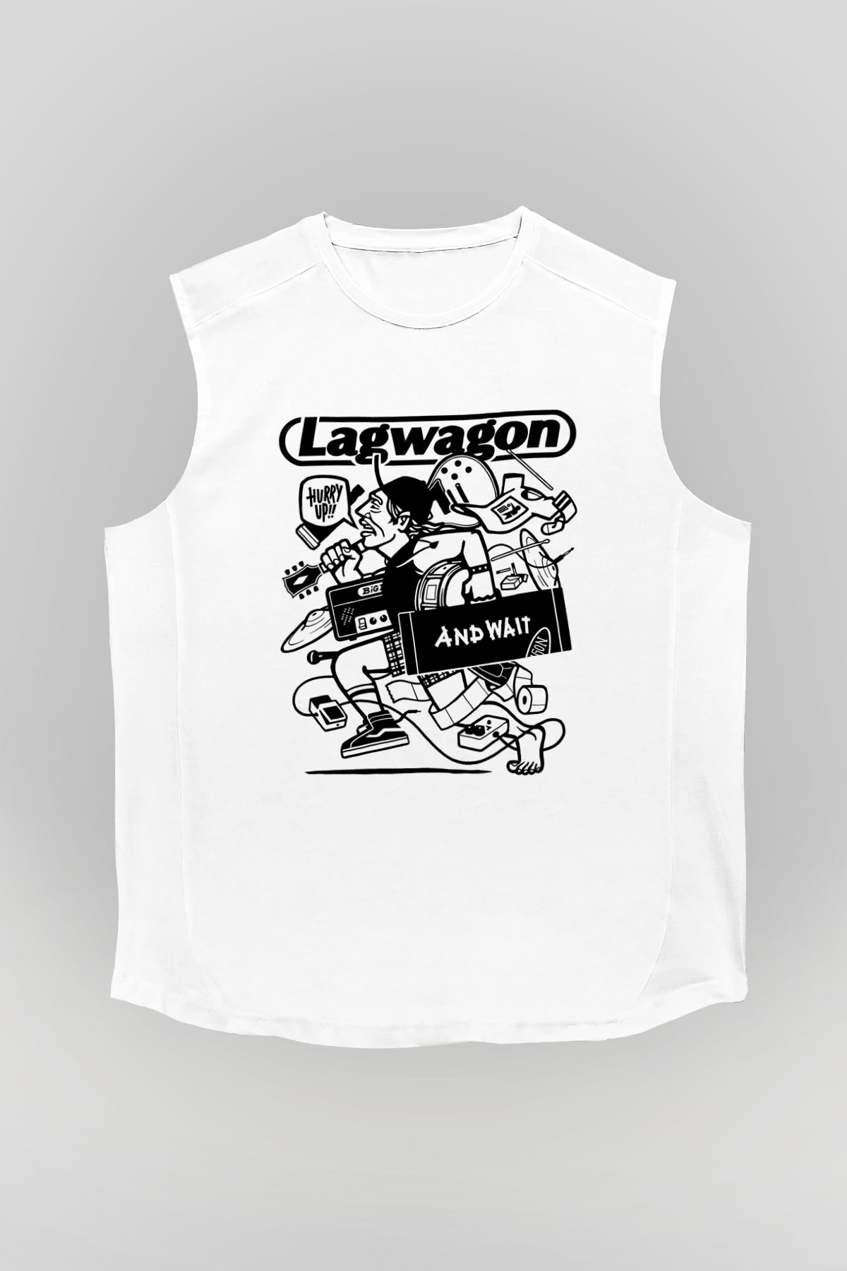 Lagwagon Baskılı Beyaz Unisex Kolsuz Tişört - Tshirt