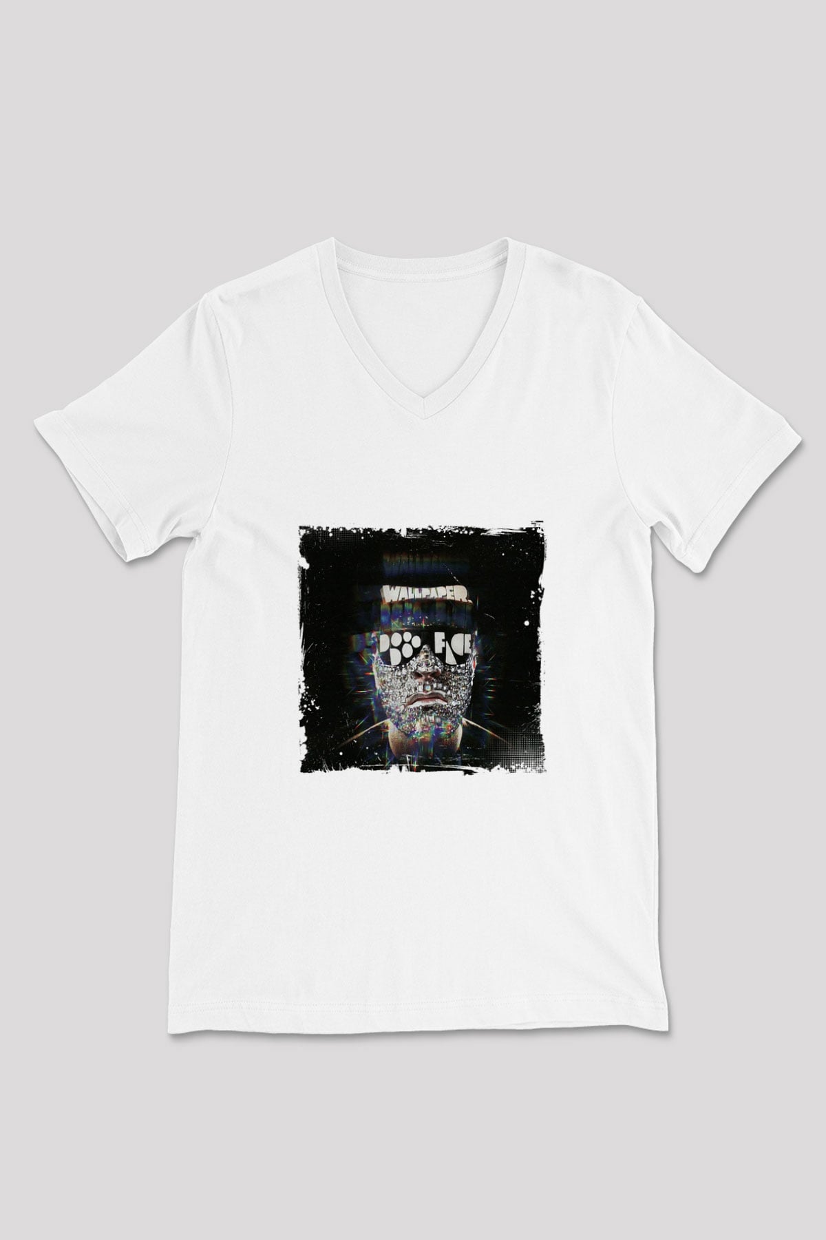 Laidback Luke Baskılı Beyaz V Yaka Unisex Tişört
