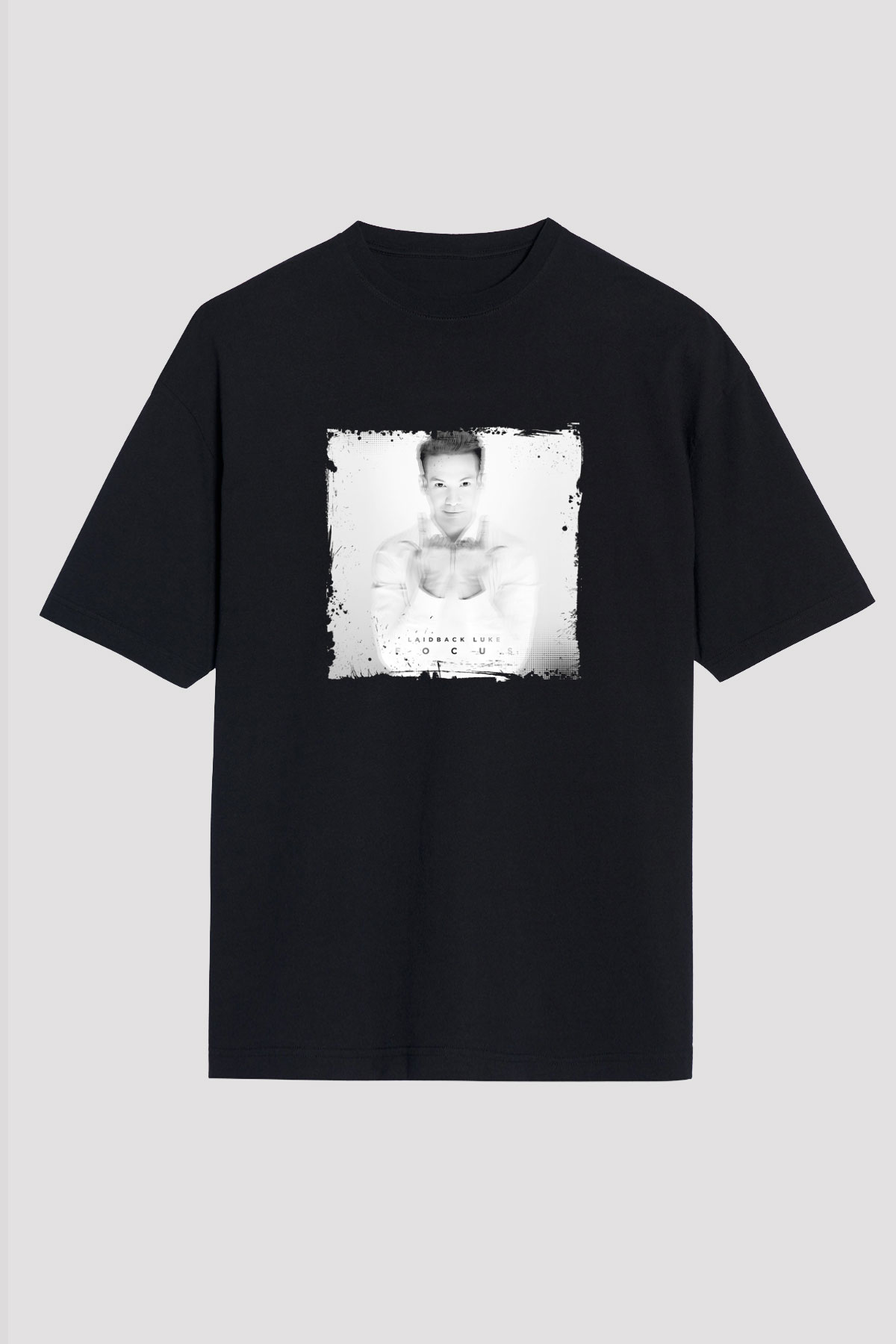 Laidback Luke Baskılı Unisex Oversize Siyah Tişört