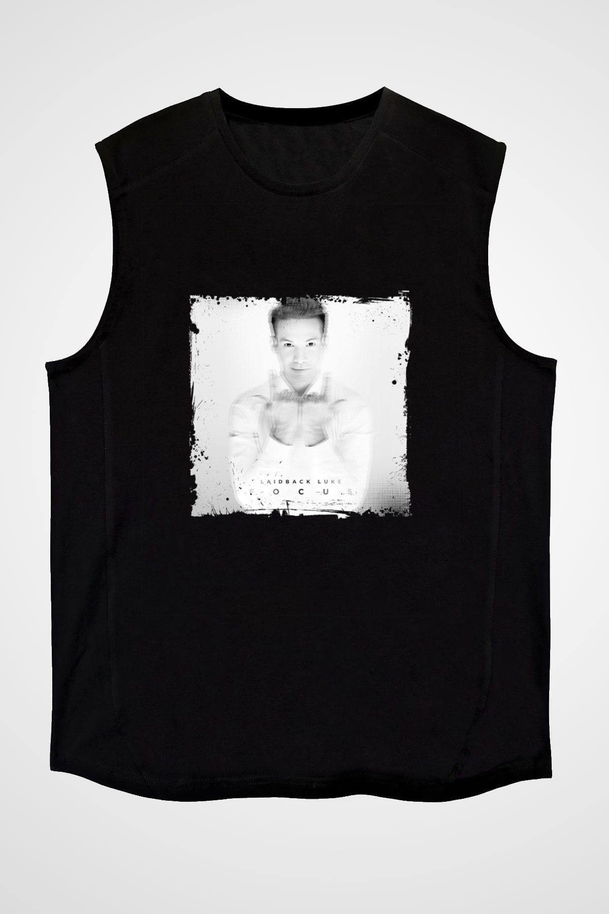 Laidback Luke Baskılı Unisex Siyah Kolsuz Tişört