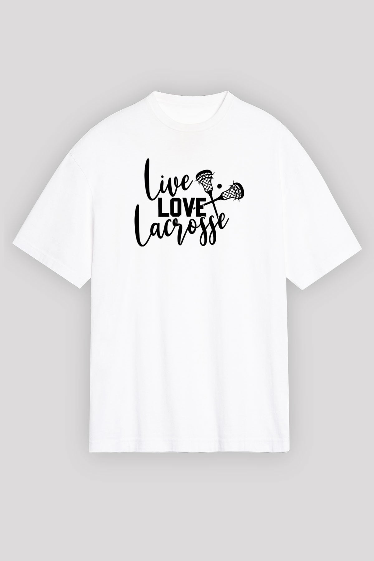 Lakros Baskılı Unisex Beyaz Oversize Tişört - Tshirt