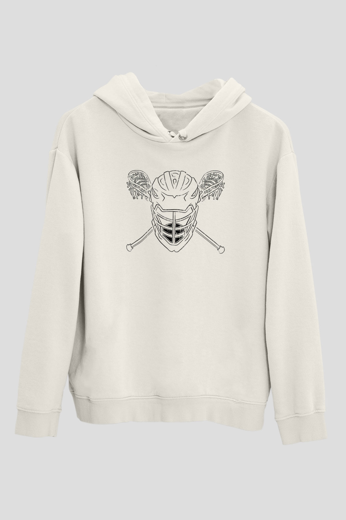 Lakros Baskılı Unisex Ekru Hoodie