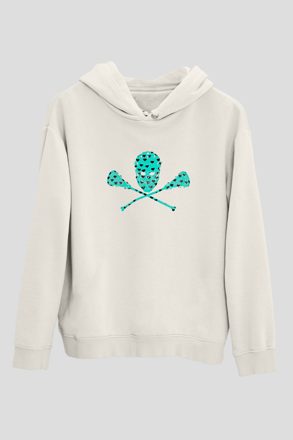 Lakros Baskılı Unisex Ekru Hoodie