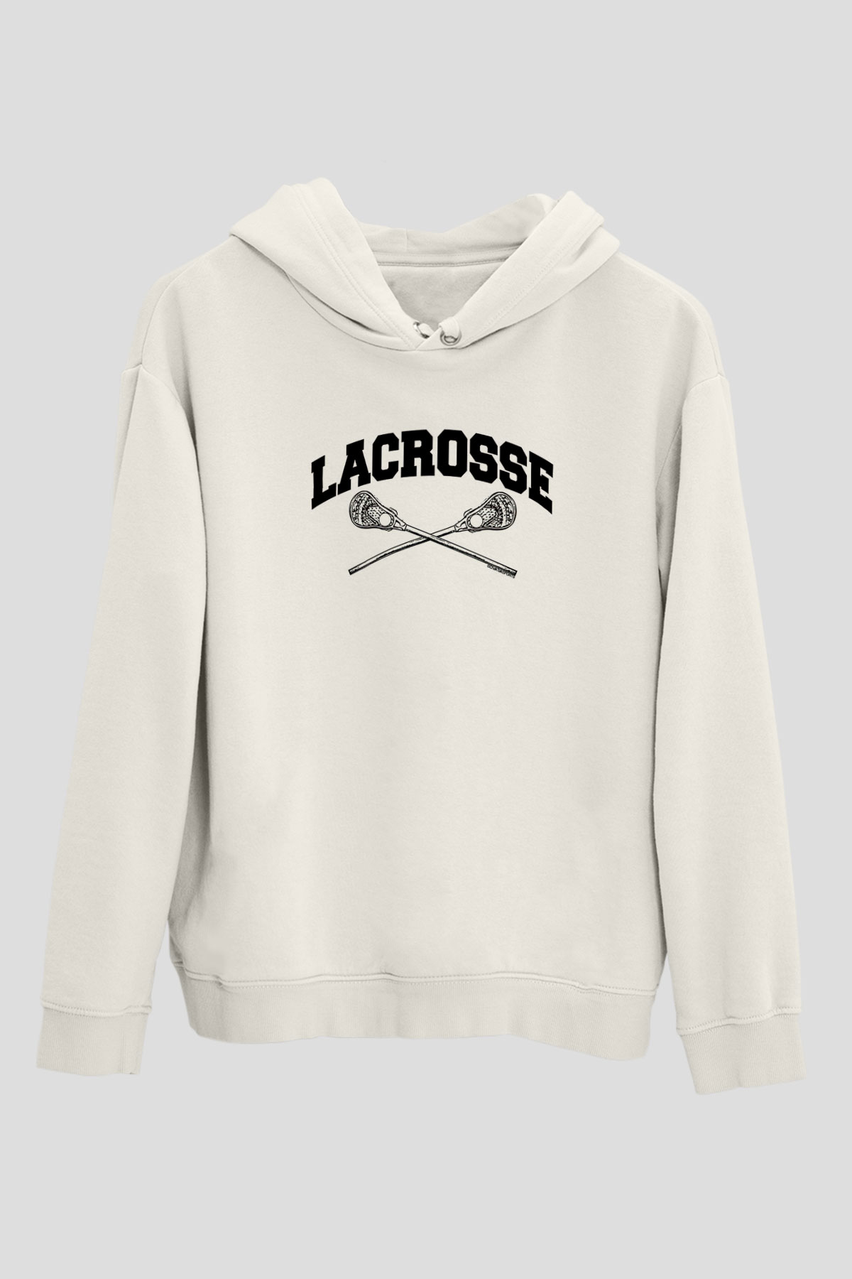 Lakros Baskılı Unisex Ekru Hoodie