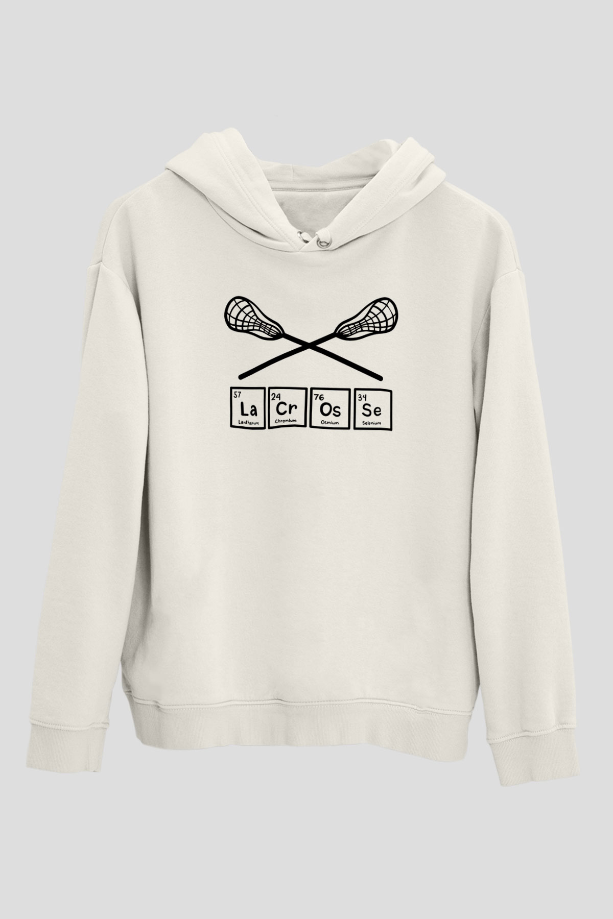 Lakros Baskılı Unisex Ekru Hoodie