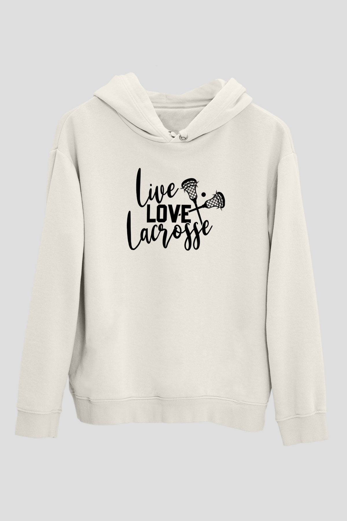 Lakros Baskılı Unisex Ekru Hoodie