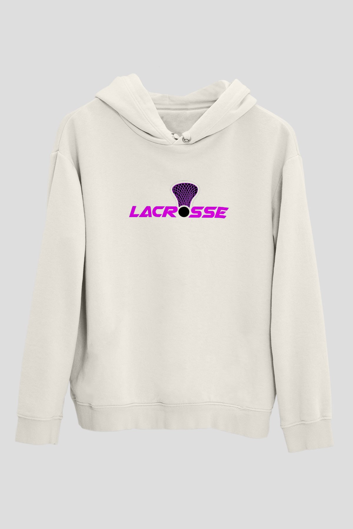 Lakros Baskılı Unisex Ekru Hoodie