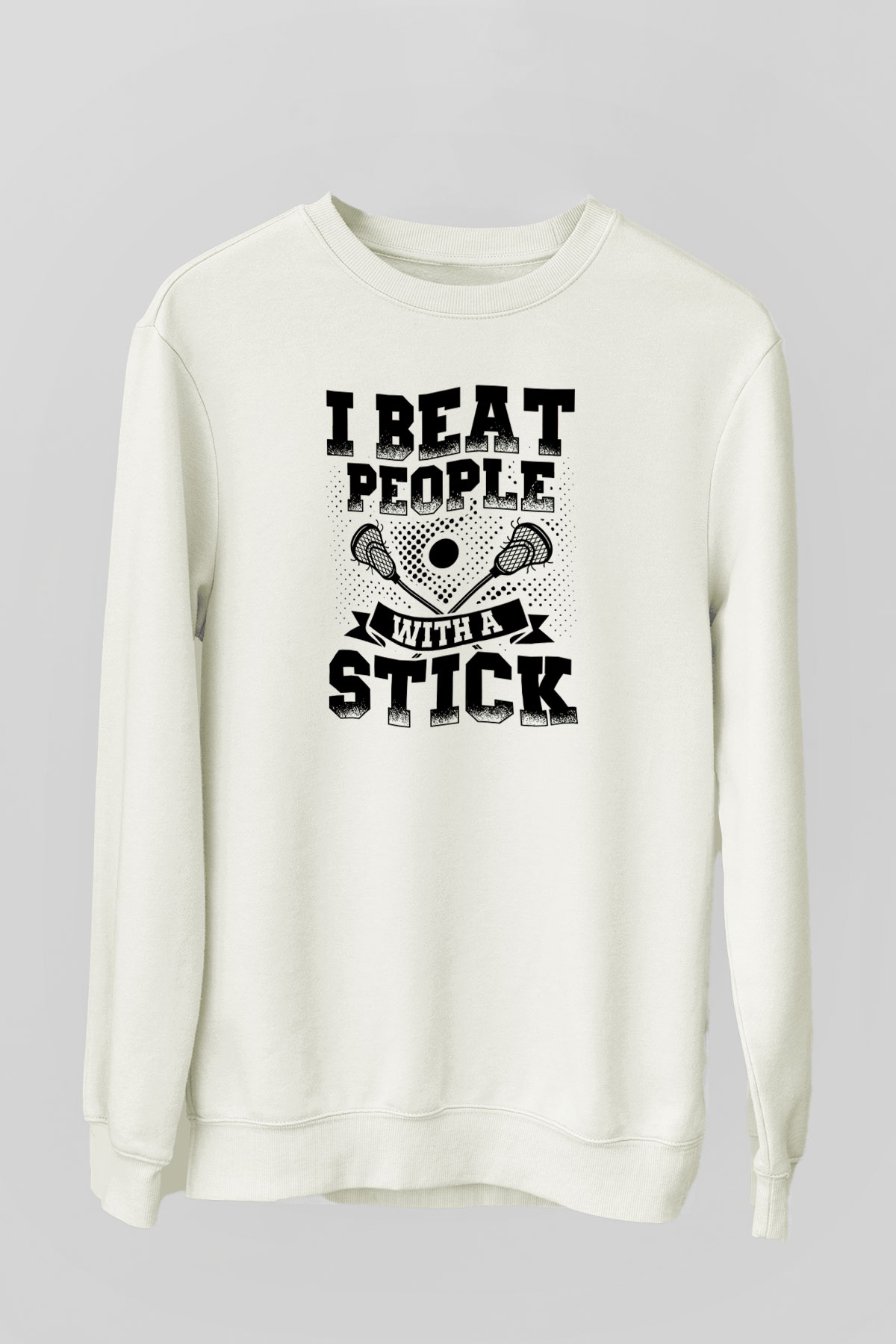 Lakros Baskılı Unisex Ekru Sweatshirt