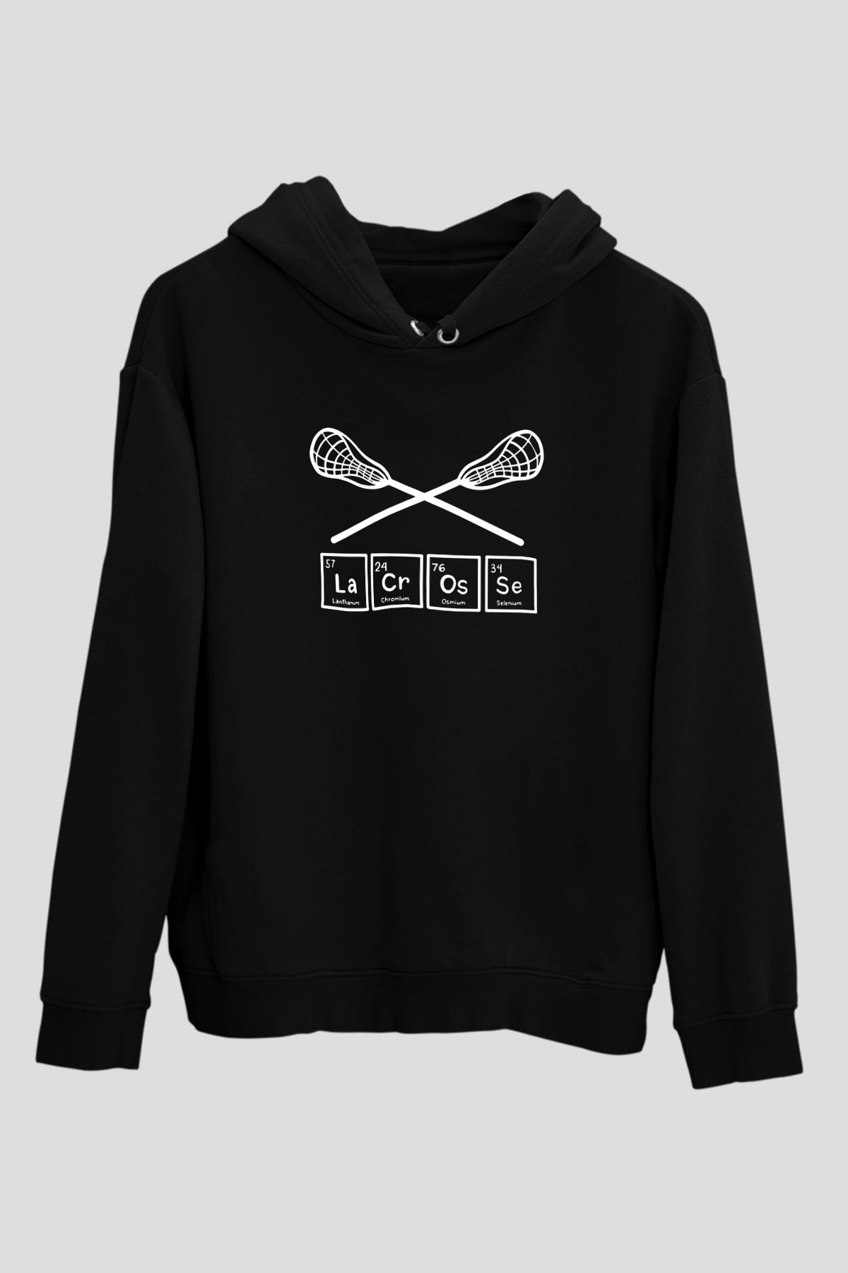 Lakros Baskılı Unisex Siyah Hoodie