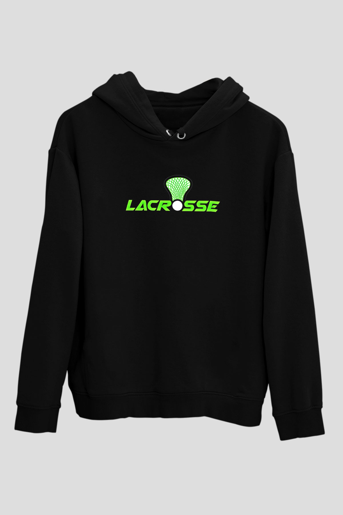 Lakros Baskılı Unisex Siyah Hoodie