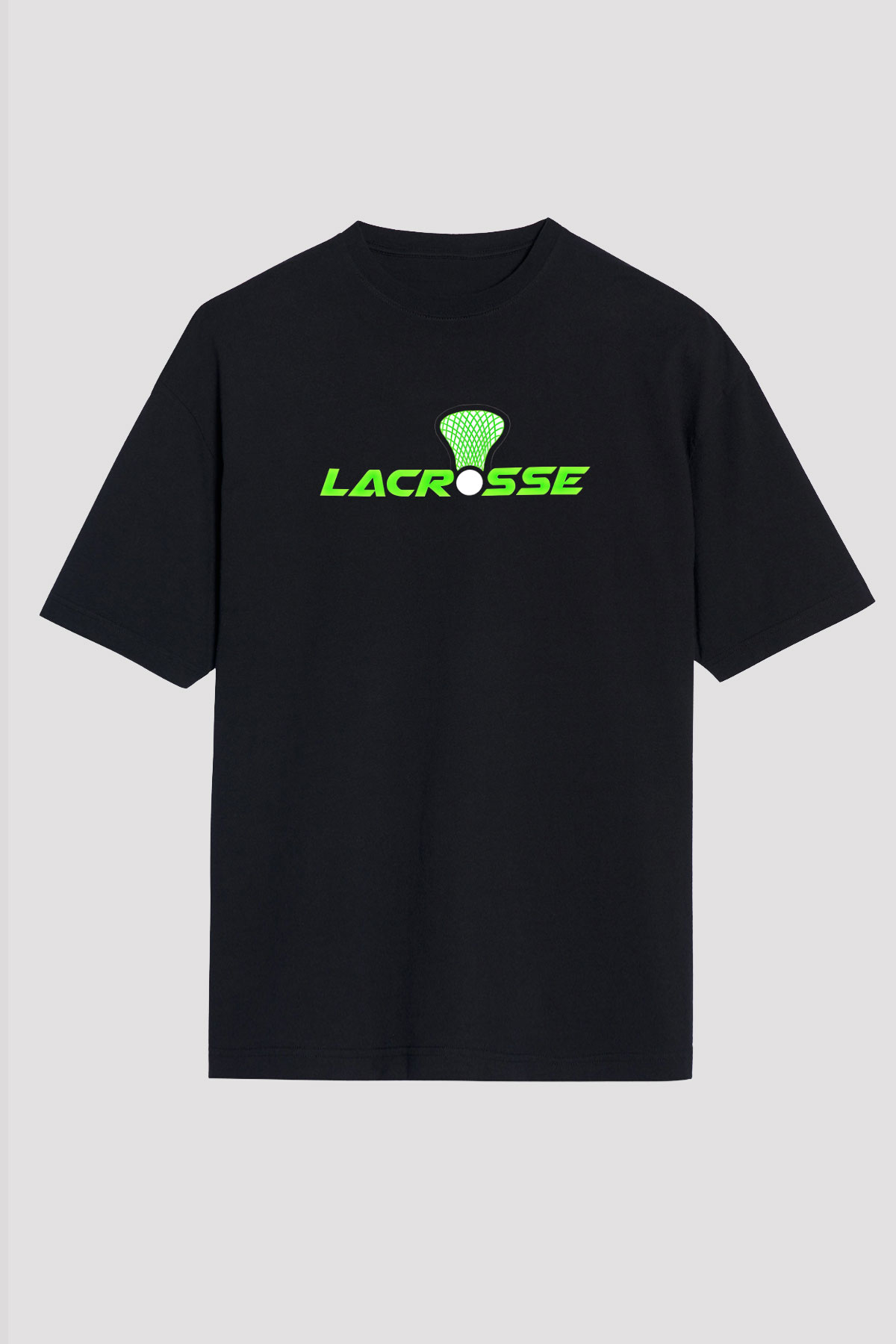 Lakros Baskılı Unisex Siyah Oversize Tişört