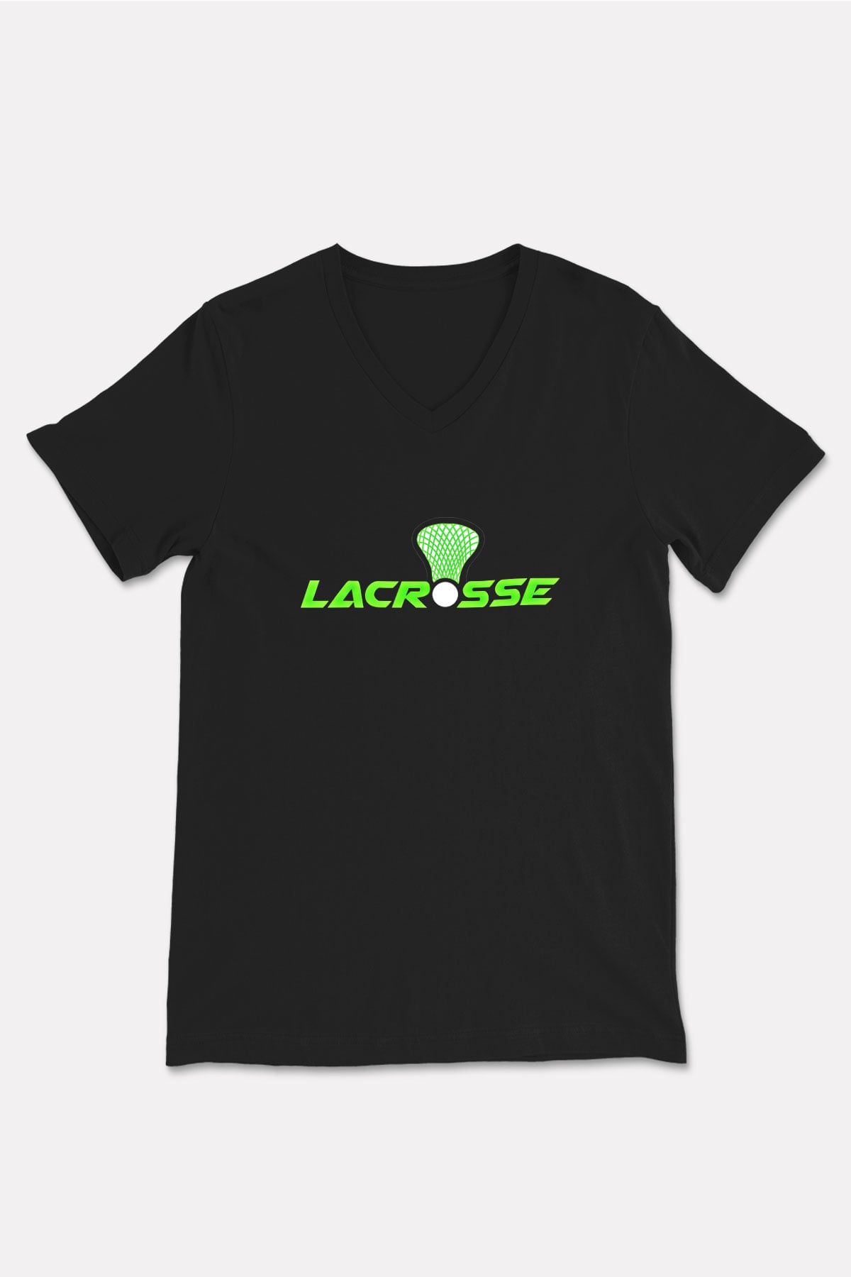Lakros Baskılı Unisex Siyah V Yaka Tişört