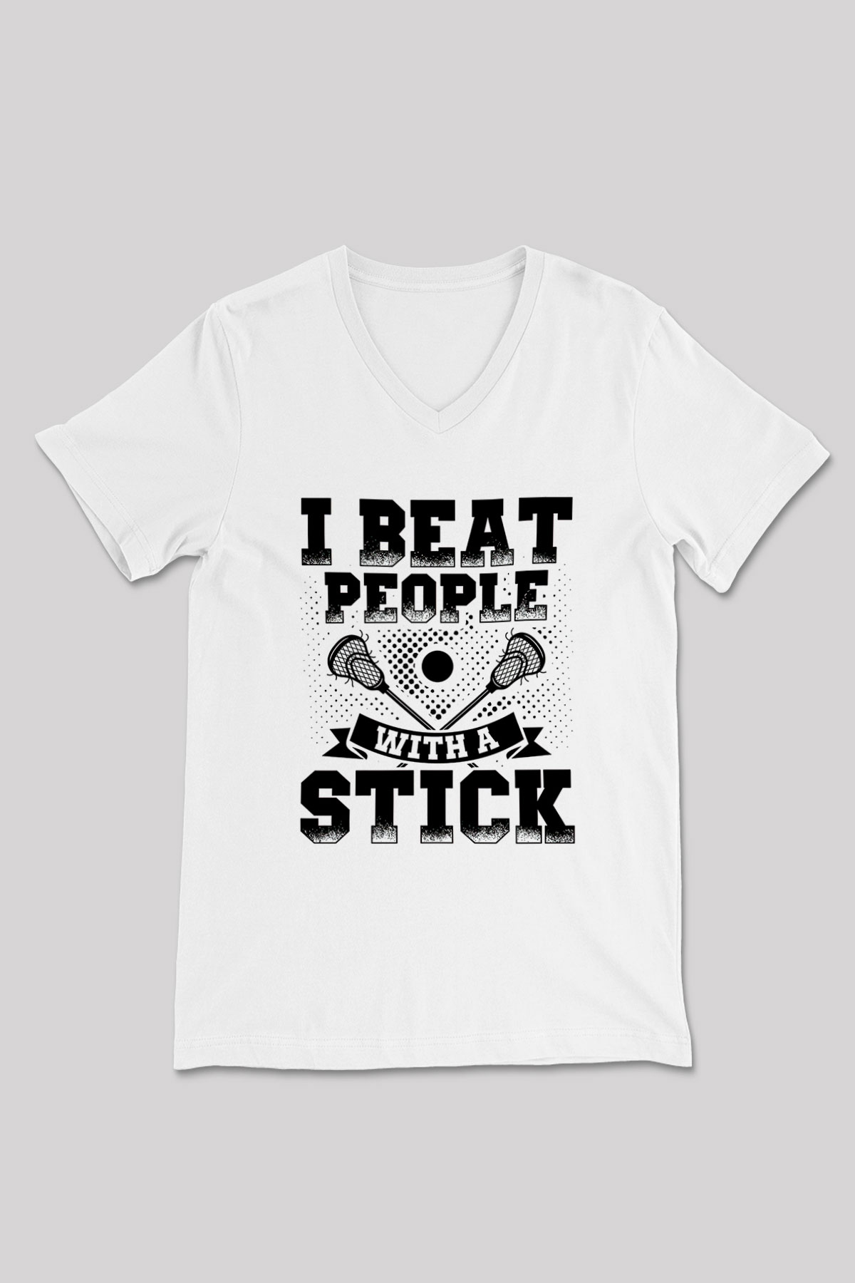 Lakros Baskılı Unisex V Yaka Tişört - Tshirt