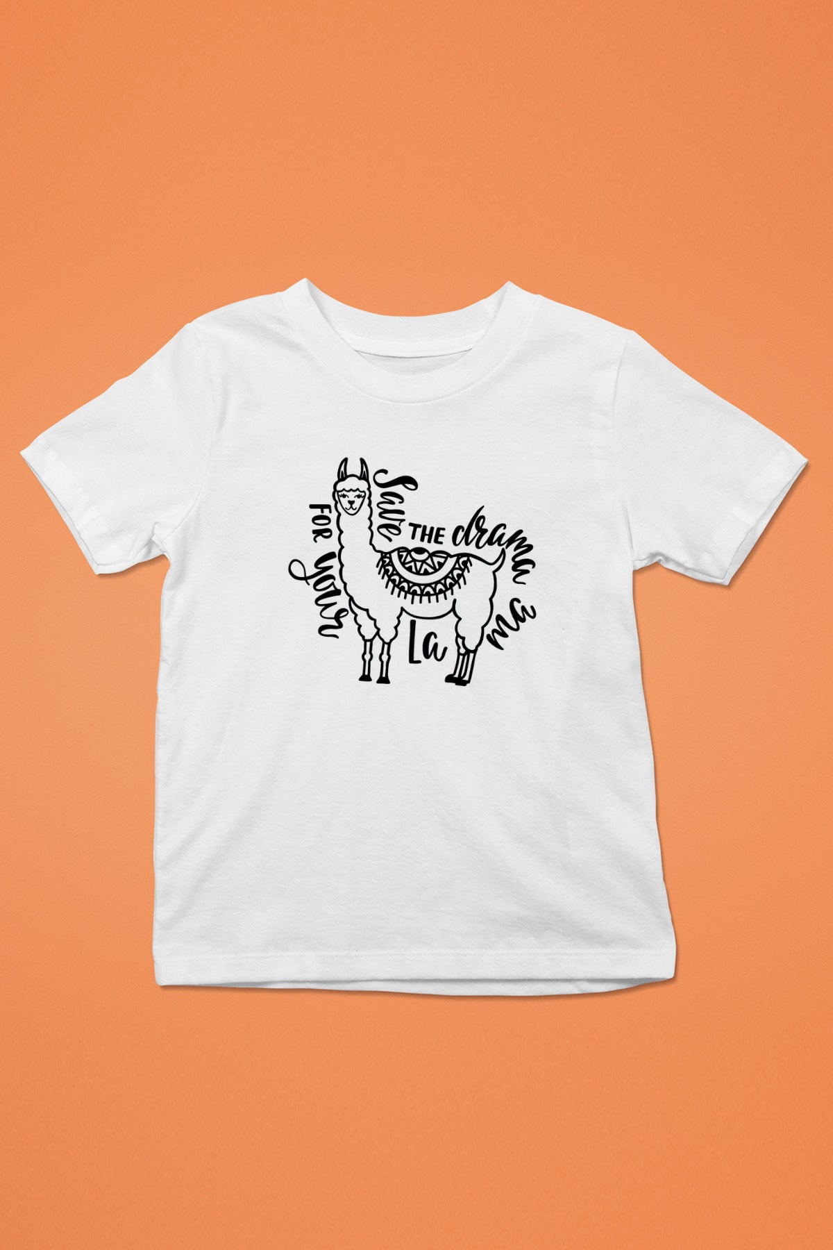 Lama Baskılı Beyaz Unisex Çocuk Tişört