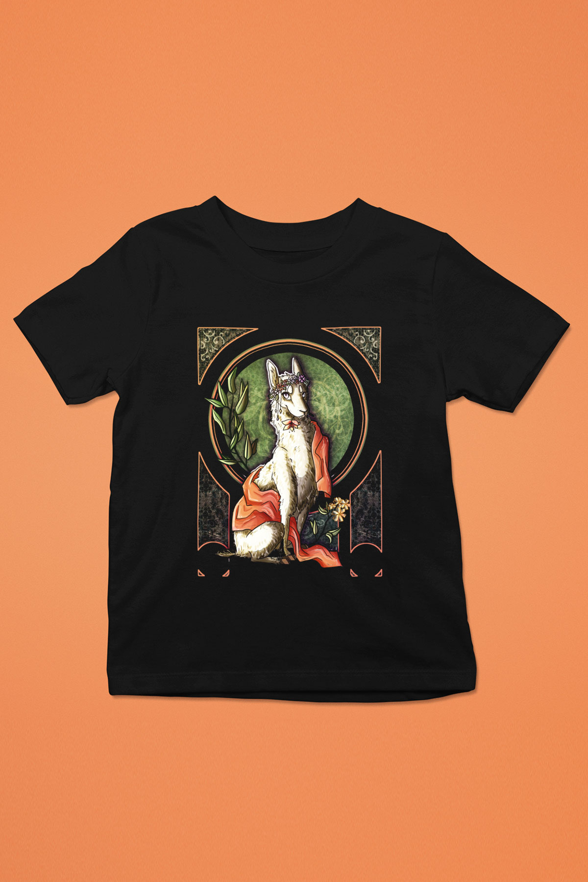 Lama Baskılı Siyah Unisex Çocuk Tişört
